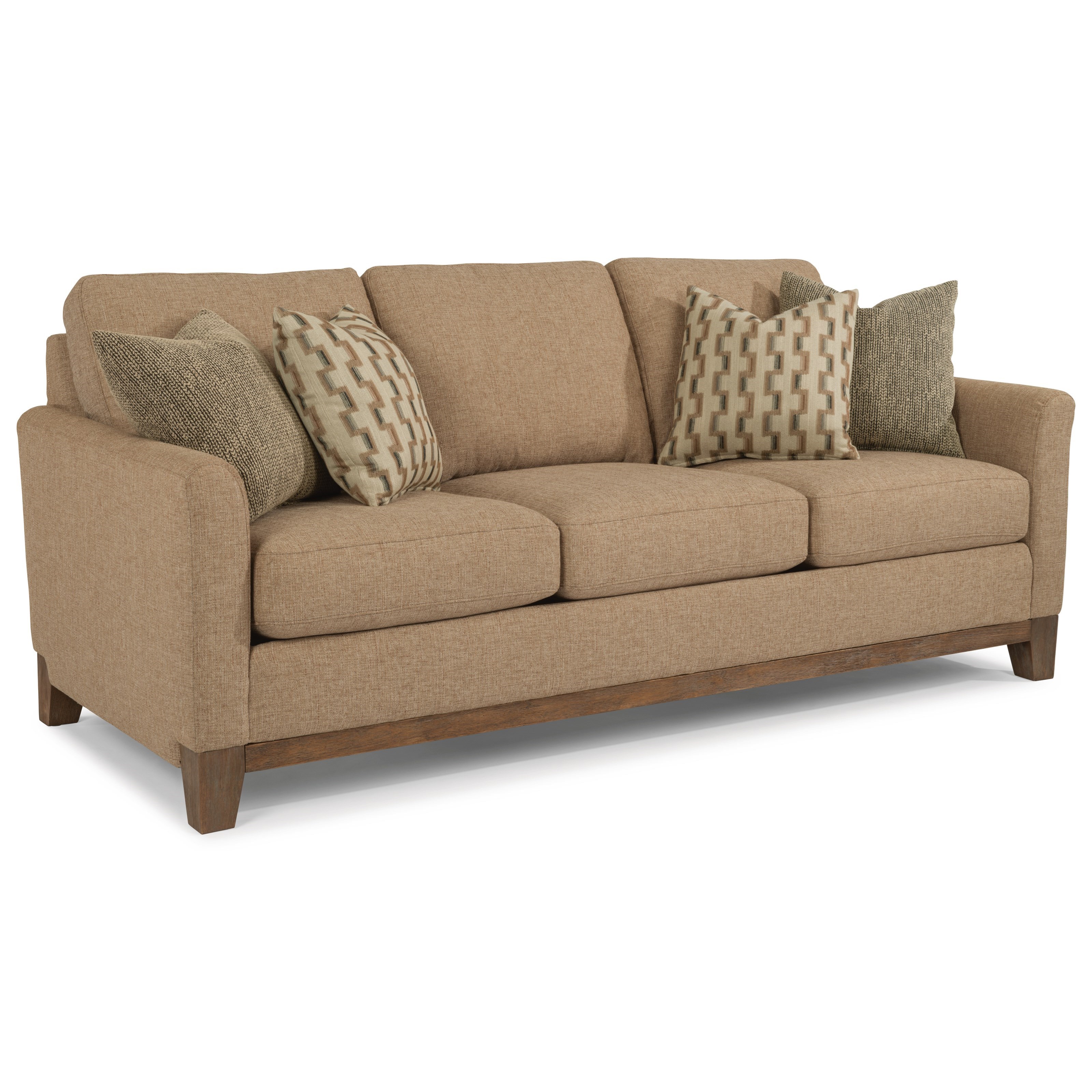 Hampton Transitional Sofa With Exposed Wood Base Rail By Flexsteel At Dunk Bright Furniture