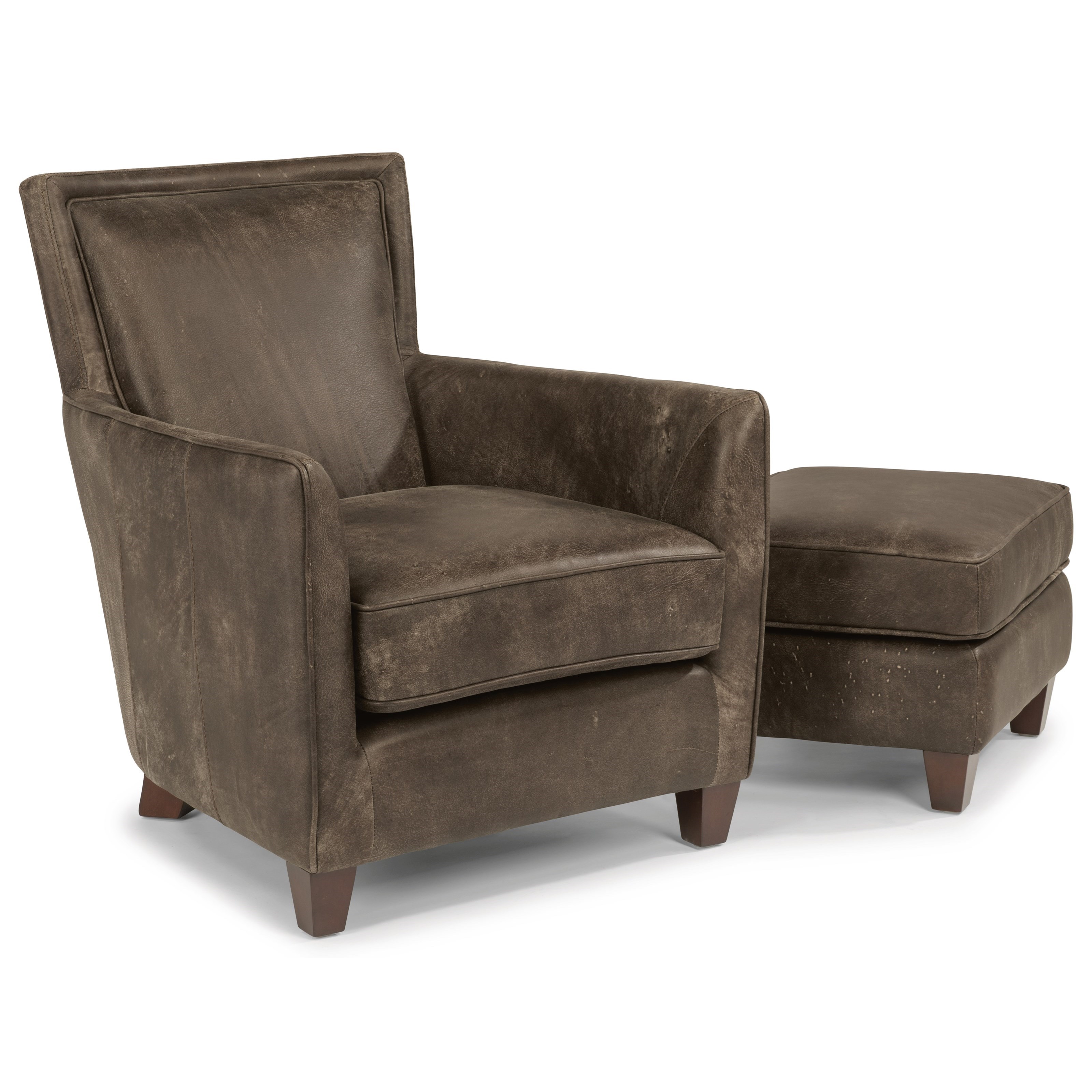 Flexsteel Latitudes Kingston Contemporary Leather Chair and Ottoman Set Darvin Furniture