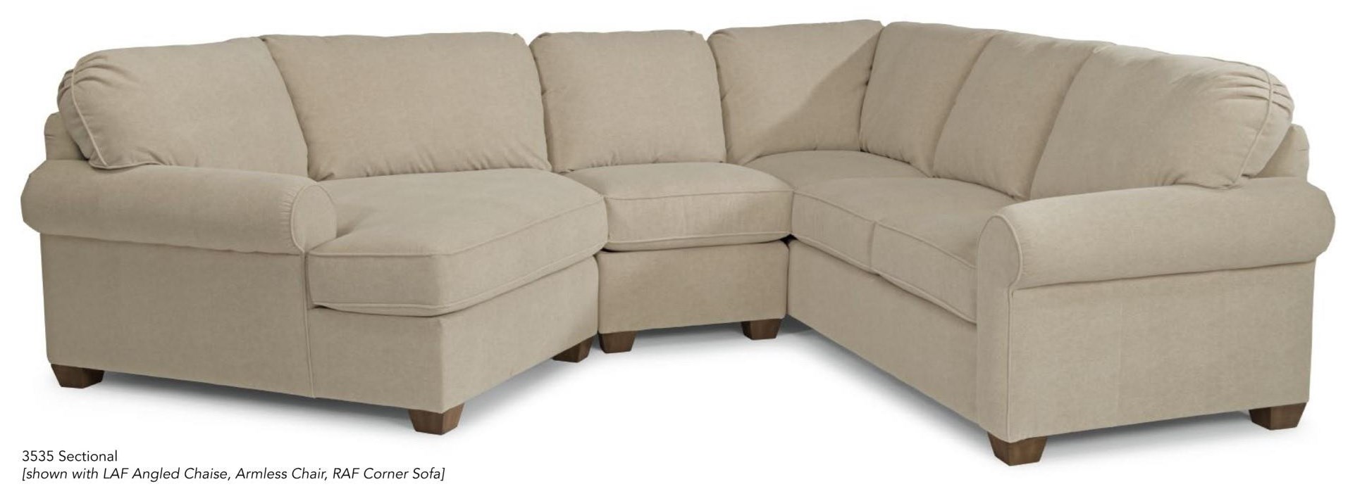 Flexsteel Digby Contemporary Sectional Sofa With Raf Chaise Dunk 3 Piece Sectional