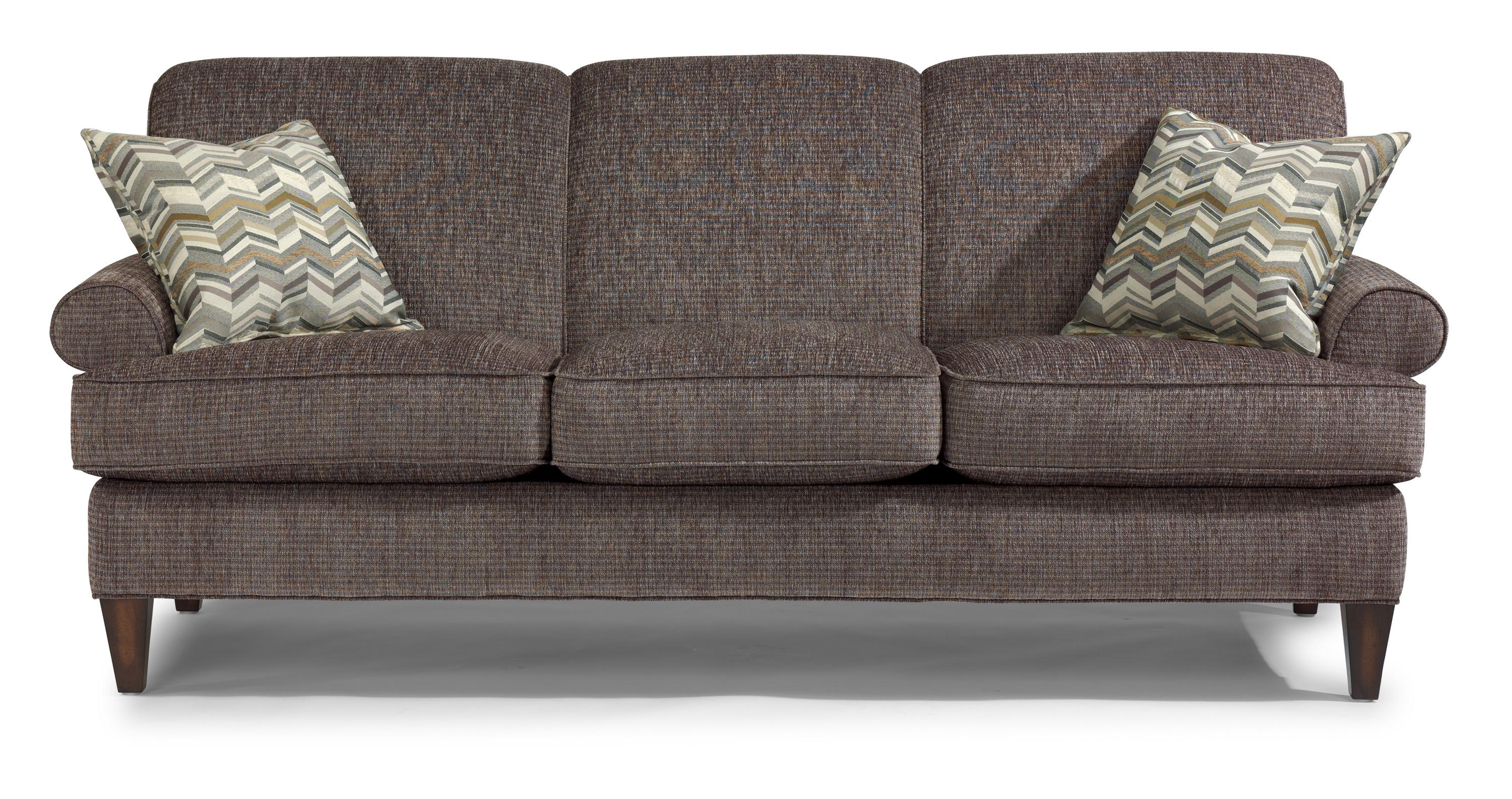 Venture Transitional Sofa With Rolled Arms And Tapered Legs By Flexsteel At Furniture Liancemart