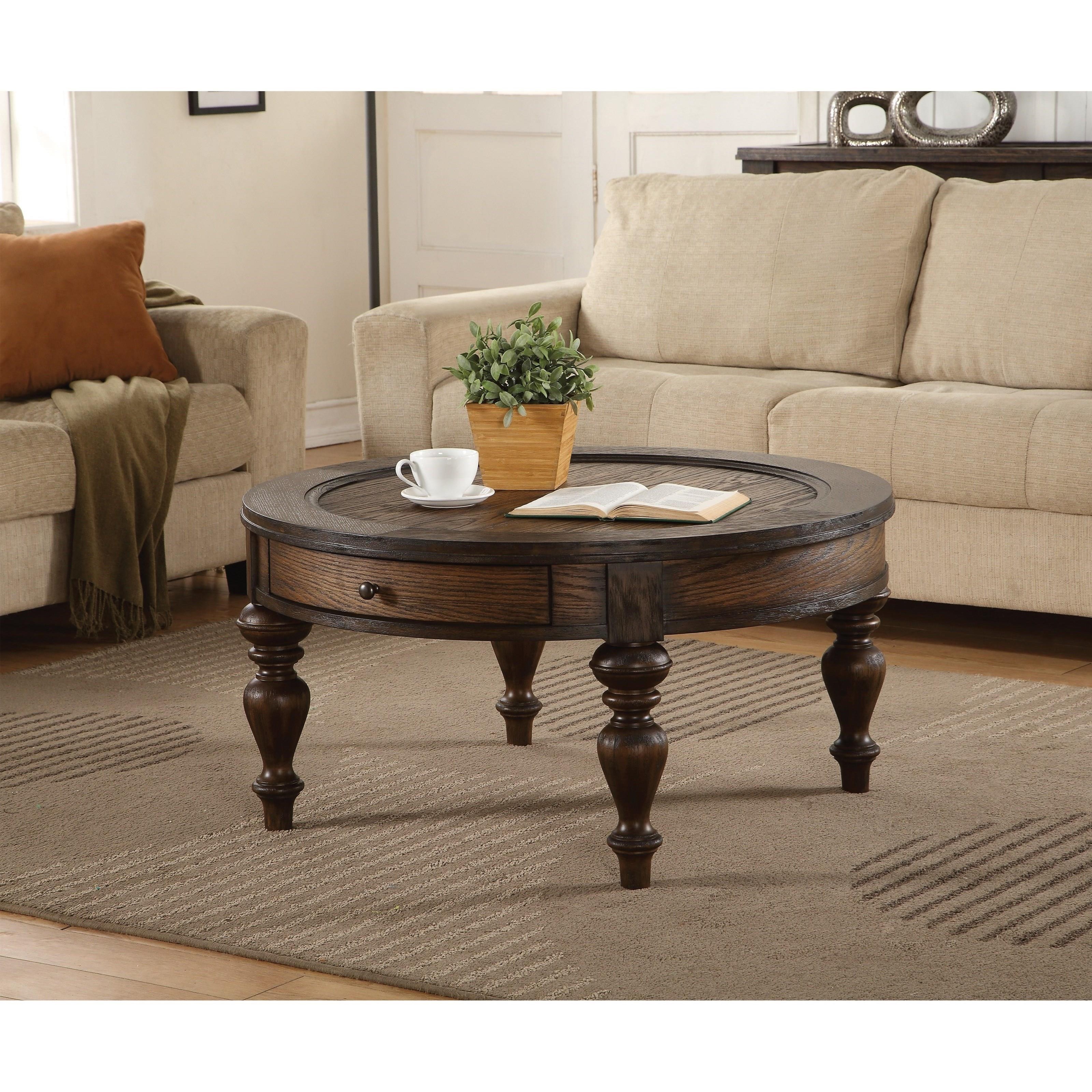 Flexsteel Wynwood Collection Bordeaux Traditional Round Cocktail Table