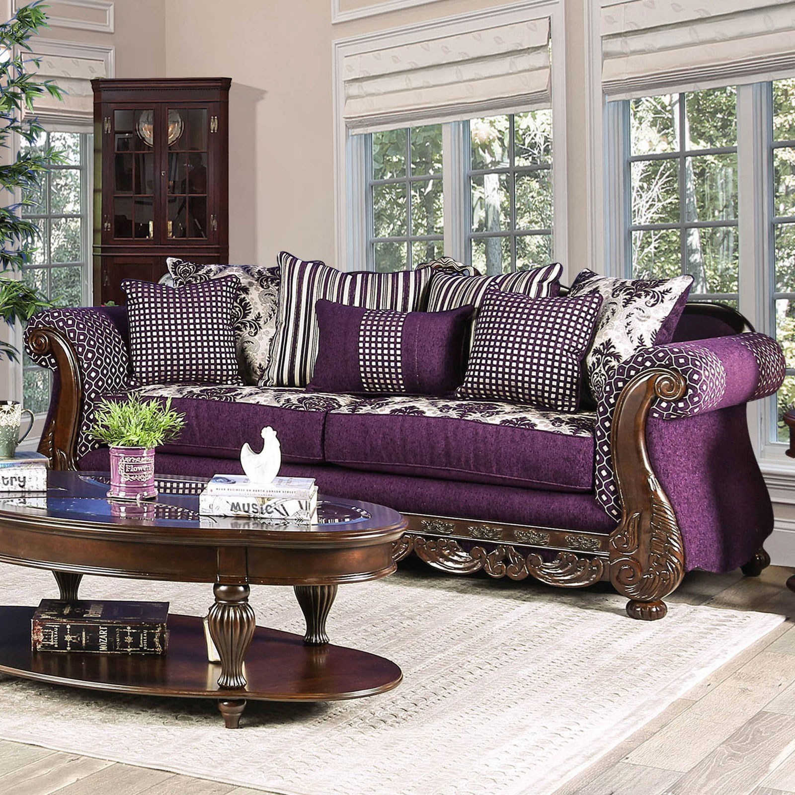 Furniture Of America Emilia Traditional Sofa With Ornate Wood Trim Furniture Of America Emilia Traditional Sofa With Ornate Wood Trim