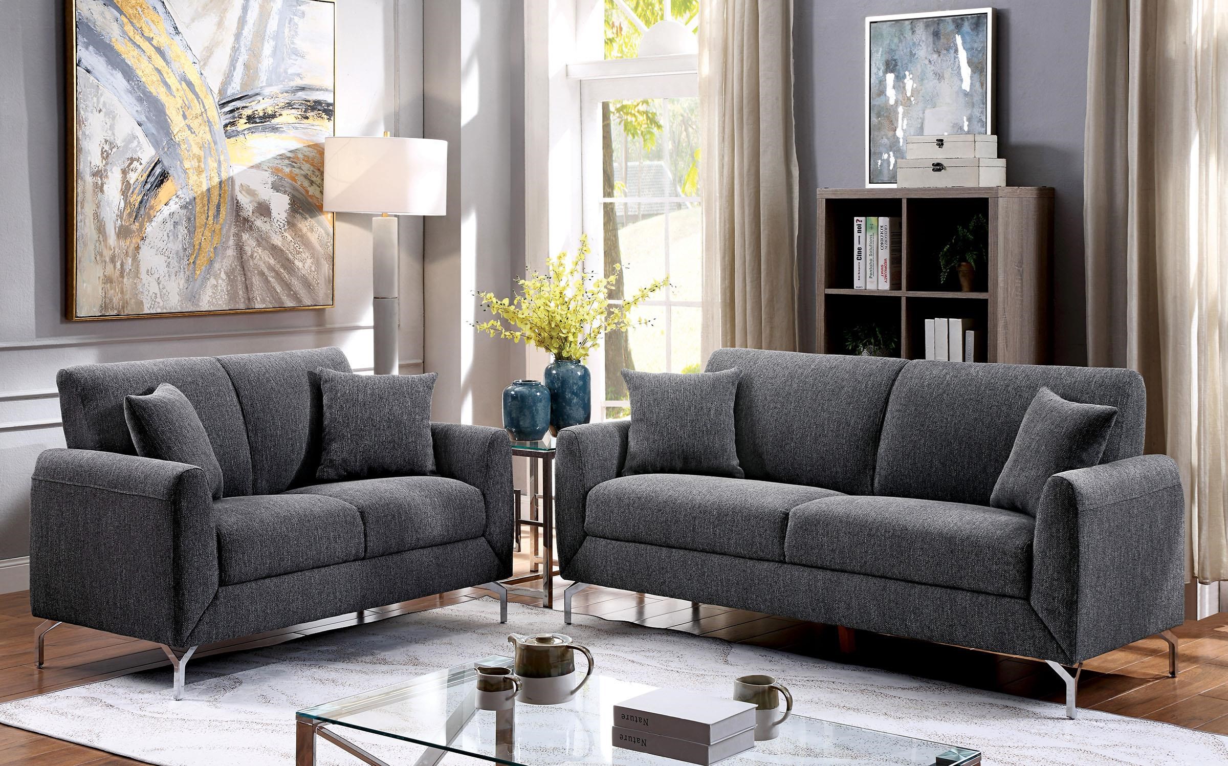 Furniture Of America Lauritz Gray Cm6088gy Sf Lv Contemporary Sofa