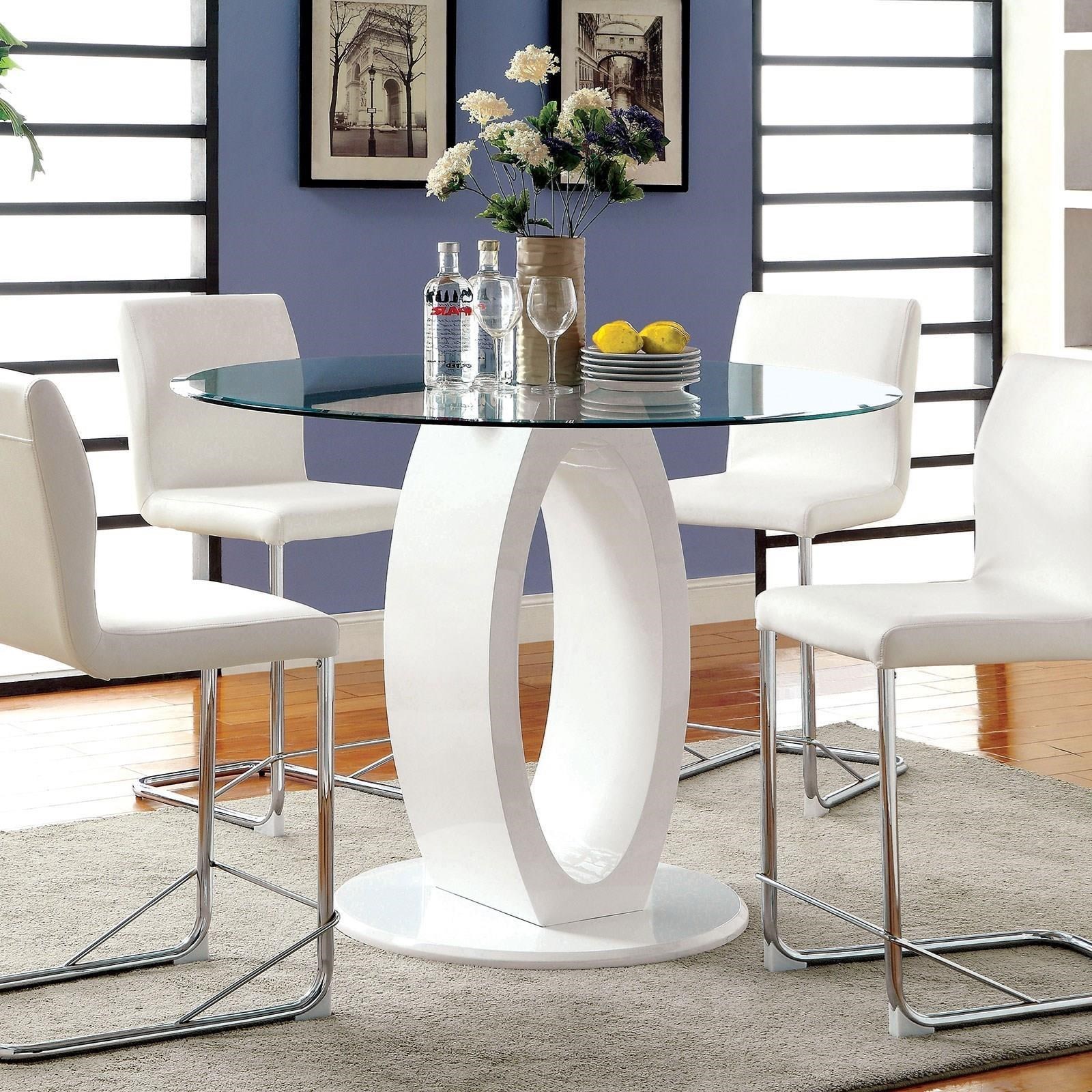 Furniture Of America Foa Lodia Ii Cm3825wh Rpt Table Contemporary Round Counter Height Table With Glass Top Del Sol Furniture Pub Tables