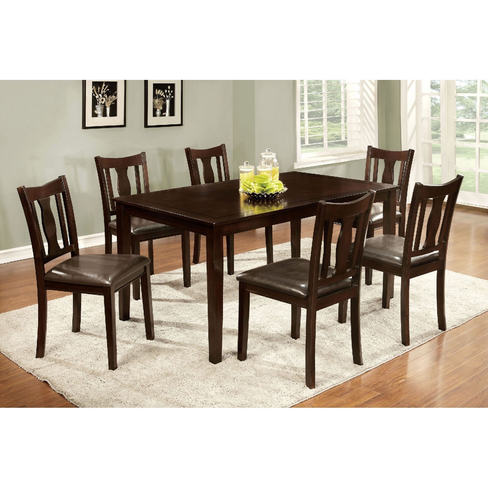 Furniture Of America Northvale I 7 Pc Dining Table Set With Slat
