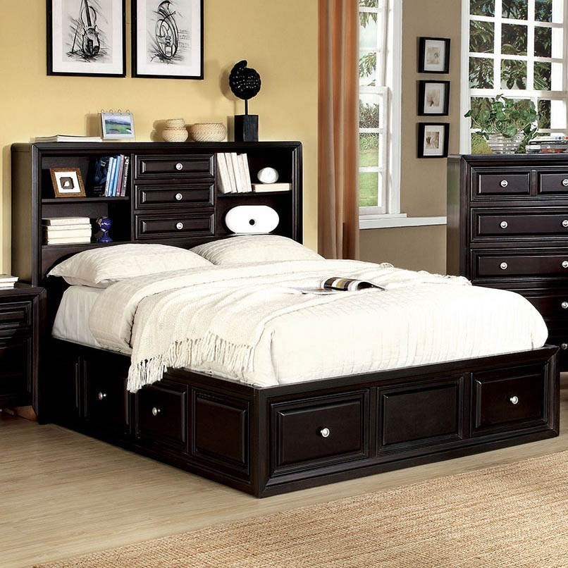 Furniture Of America Foa Yorkville Cm7059ck Bed Contemporary California King Platform Bed With Storage Del Sol Furniture Platform Beds Low Profile Beds
