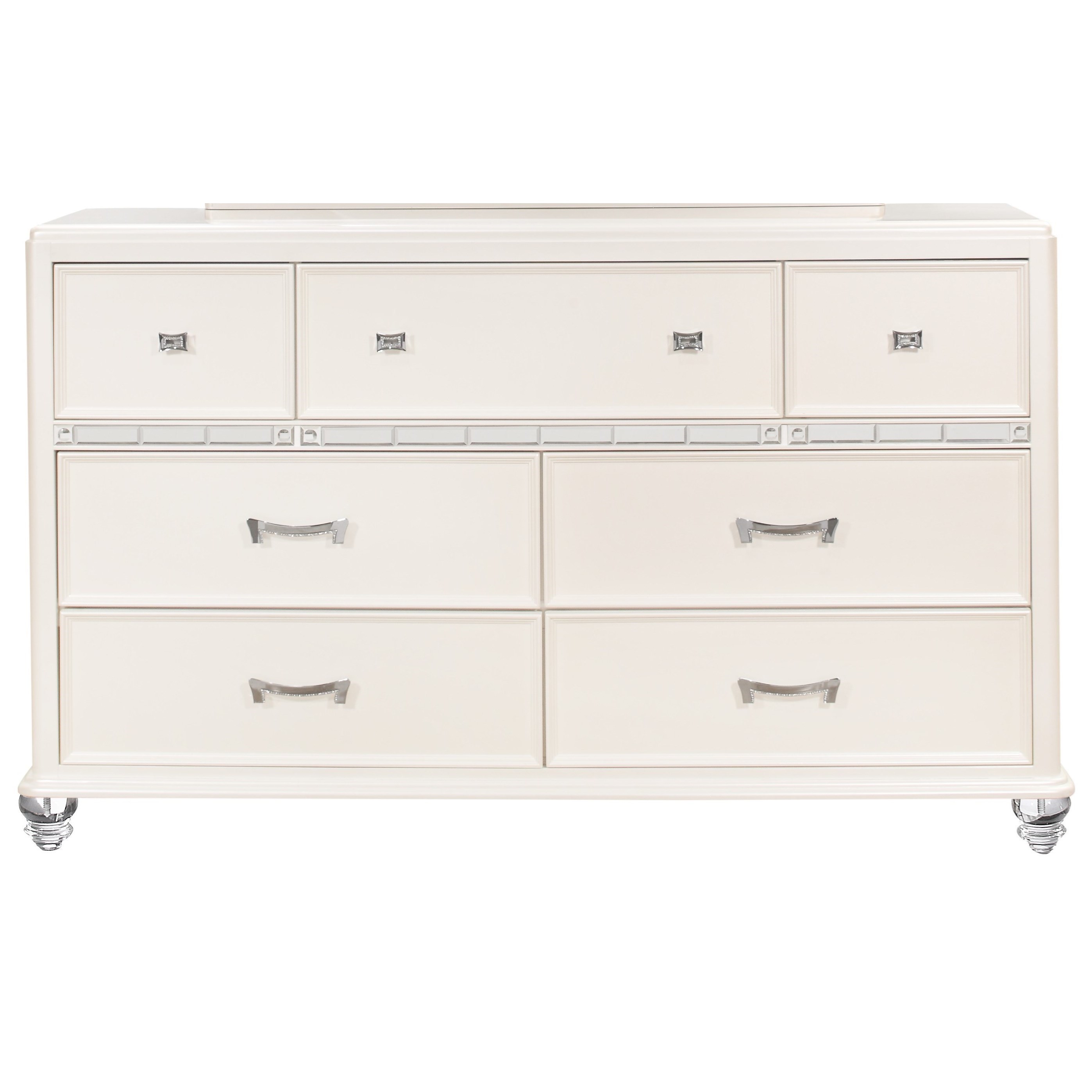 Global Furniture Sofia Glam 6 Drawer Dresser With Felt Lined Top