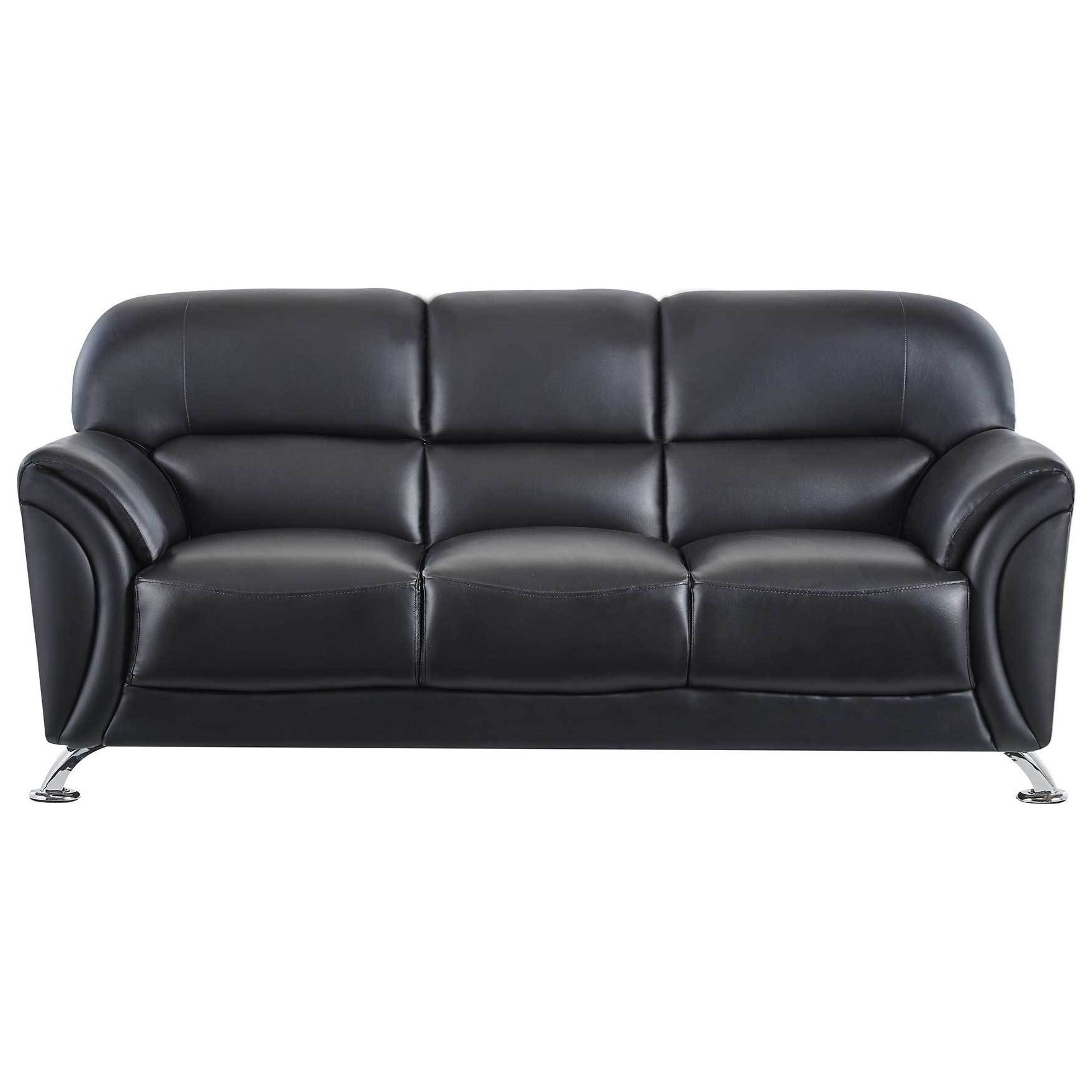 Global Furniture U9103 Contemporary Faux Leather Sofa With Splayed Global Furniture U9103 Contemporary Faux Leather Sofa With Splayed Chrome Legs