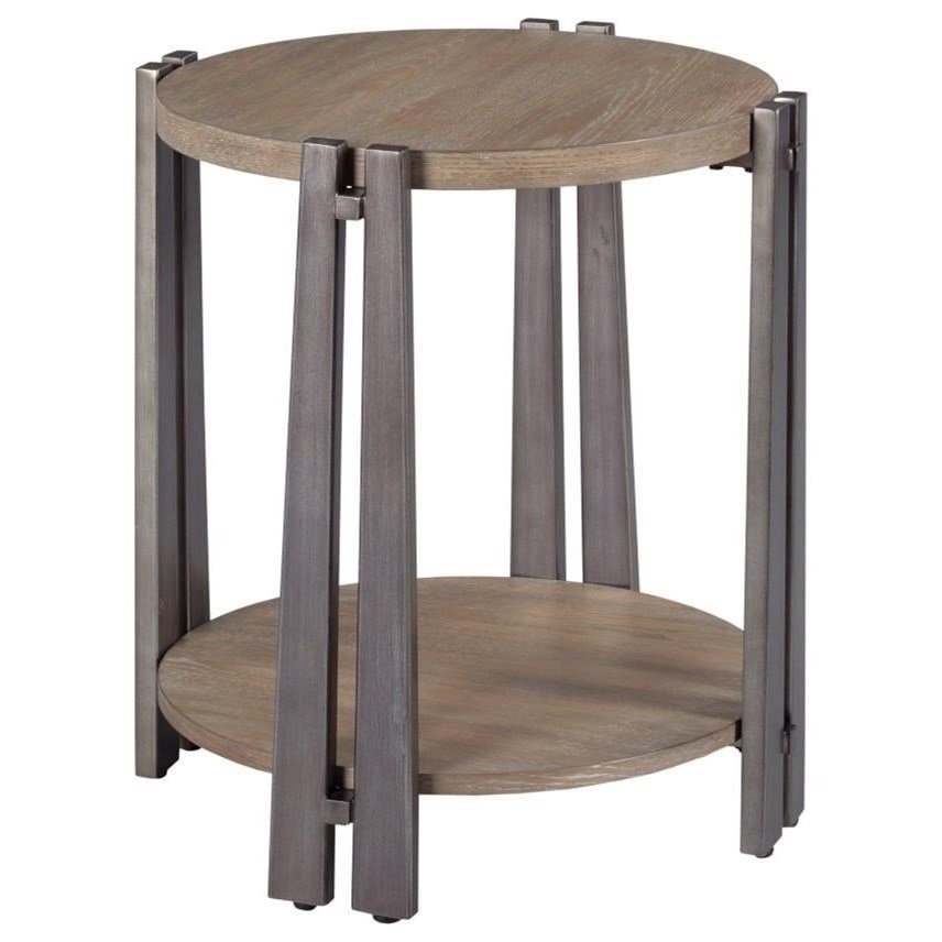 Hammary Pasadena 029 918 Contemporary Round Wood And Metal Accent Table Esprit Decor Home Furnishings End Tables
