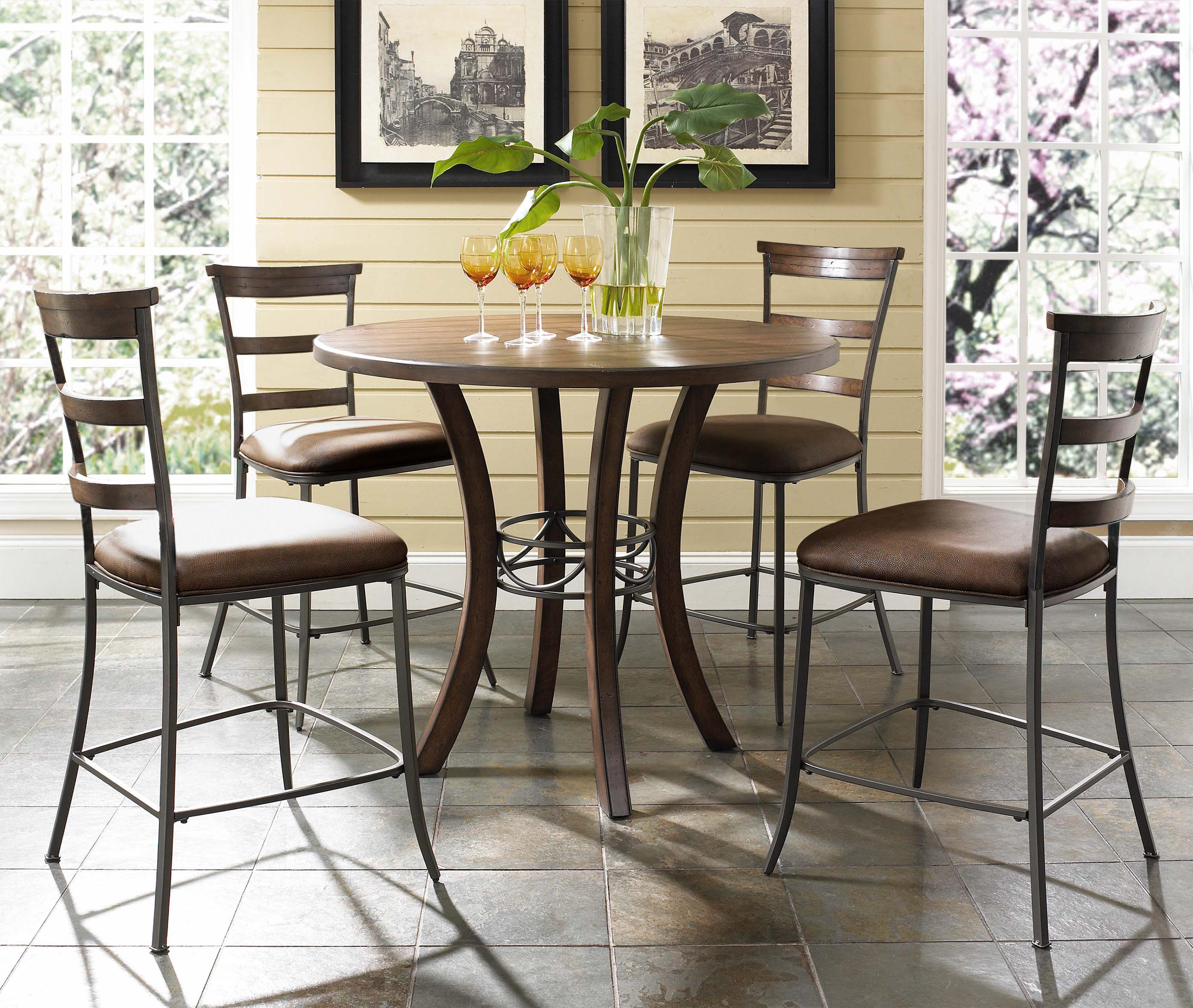 Cameron 5 Piece Round Counter Height Table Ladder Back Stools Set By Hilale At Rotmans Hilale Cameron 5 Piece Round Counter Height Dining Set Item Number 4671ctbws5