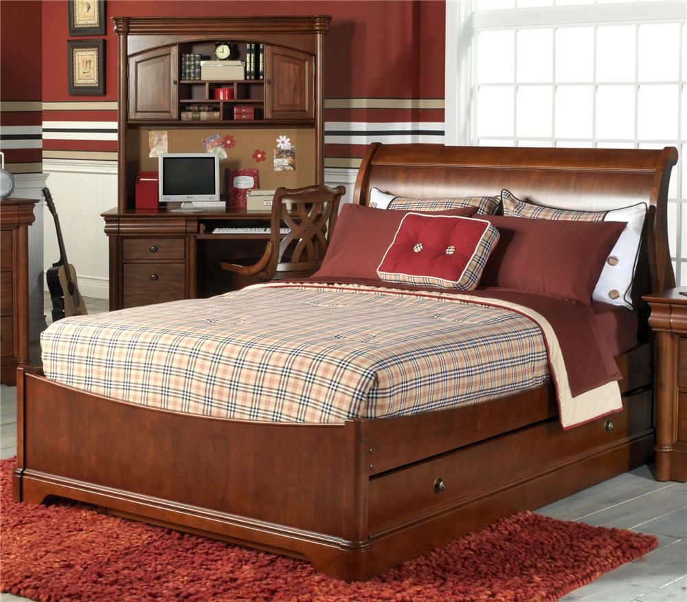 Holland House Petite Louis Full Size Sleigh Bed With Trundle Storage Fmg Local Home Furnishing Sleigh Bed