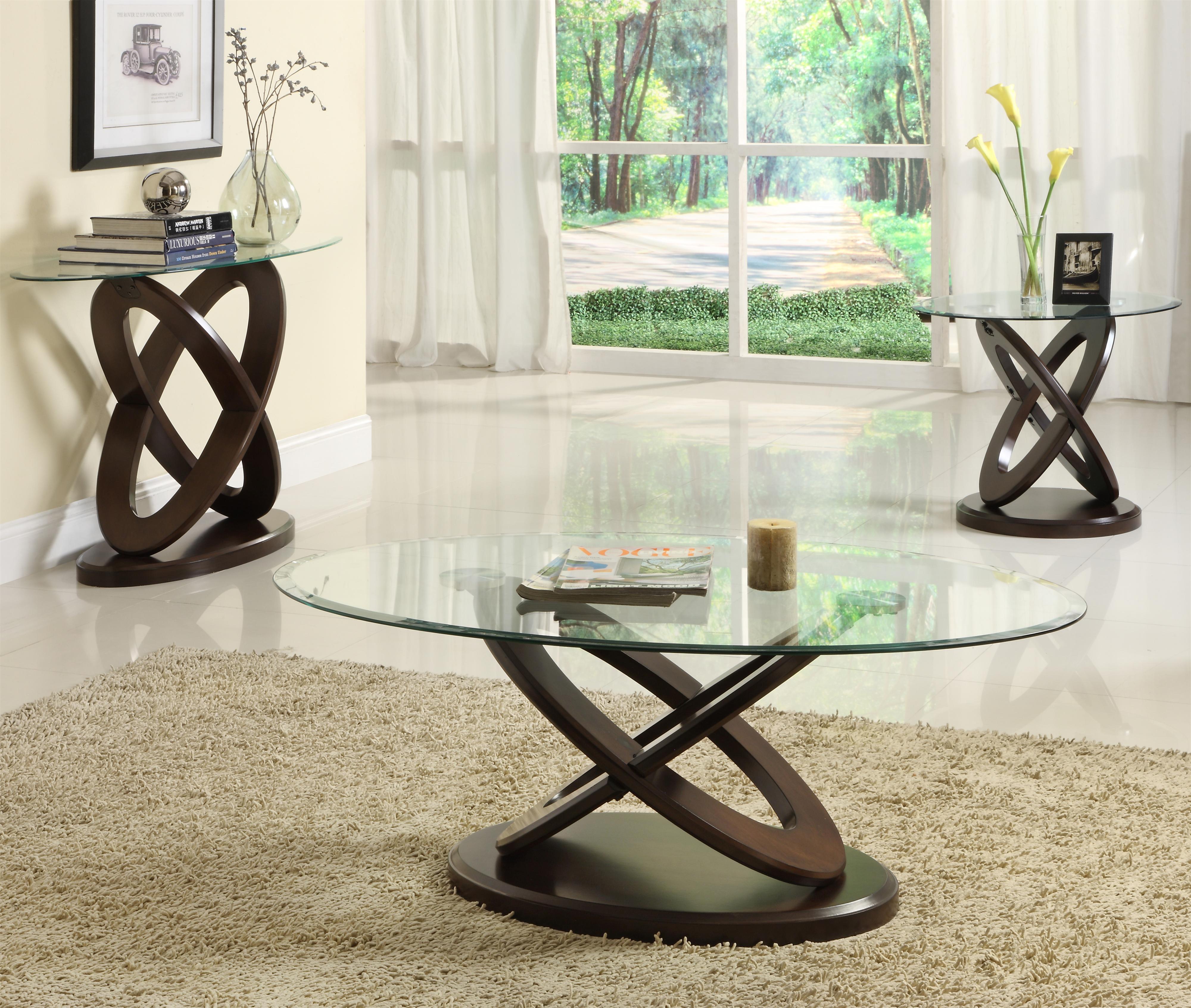 Homelegance 3401W Oval Sofa Table with Glass Top Beck's Furniture