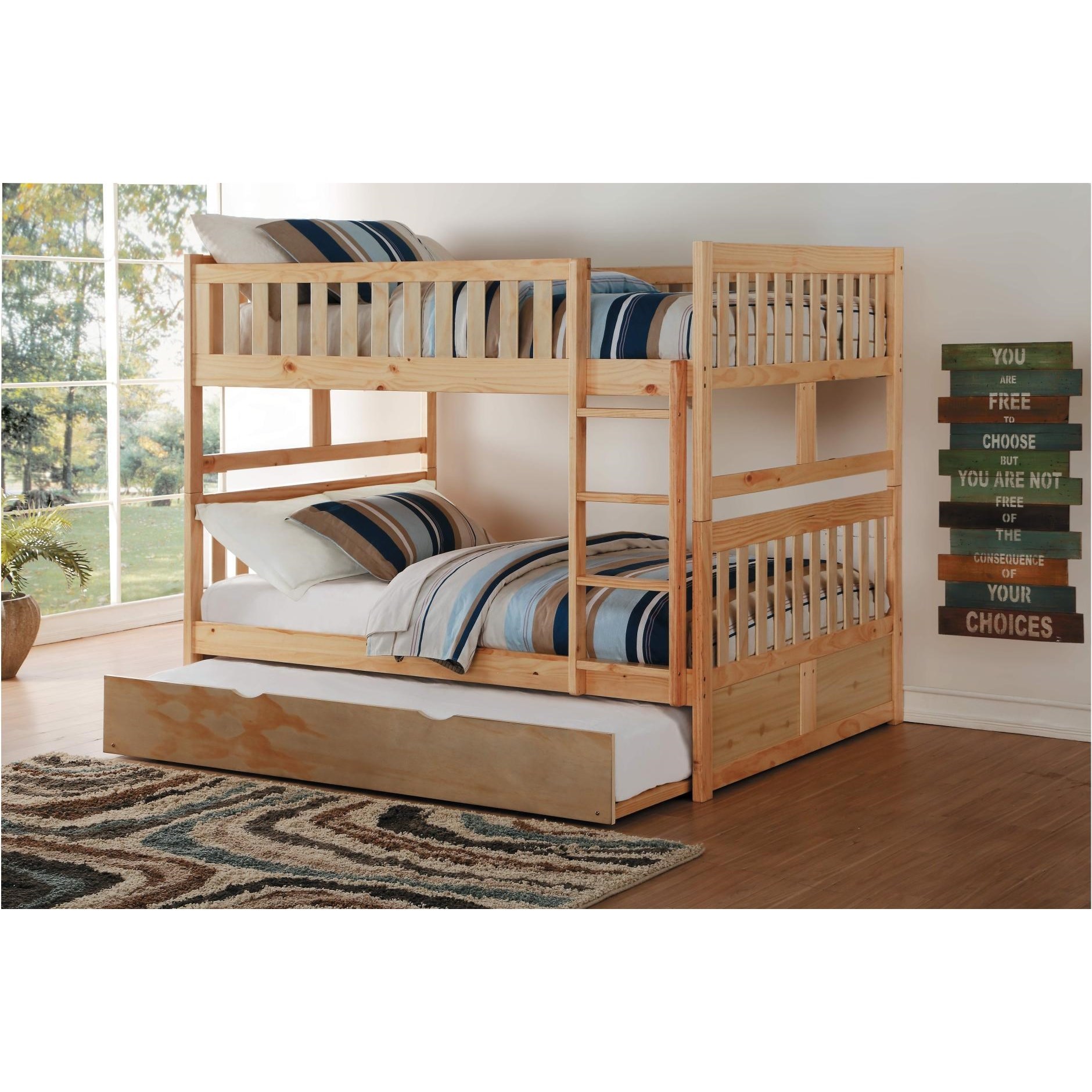 Homelegance Bartly Casual Full Over Full Bunk Bed with Twin Trundle