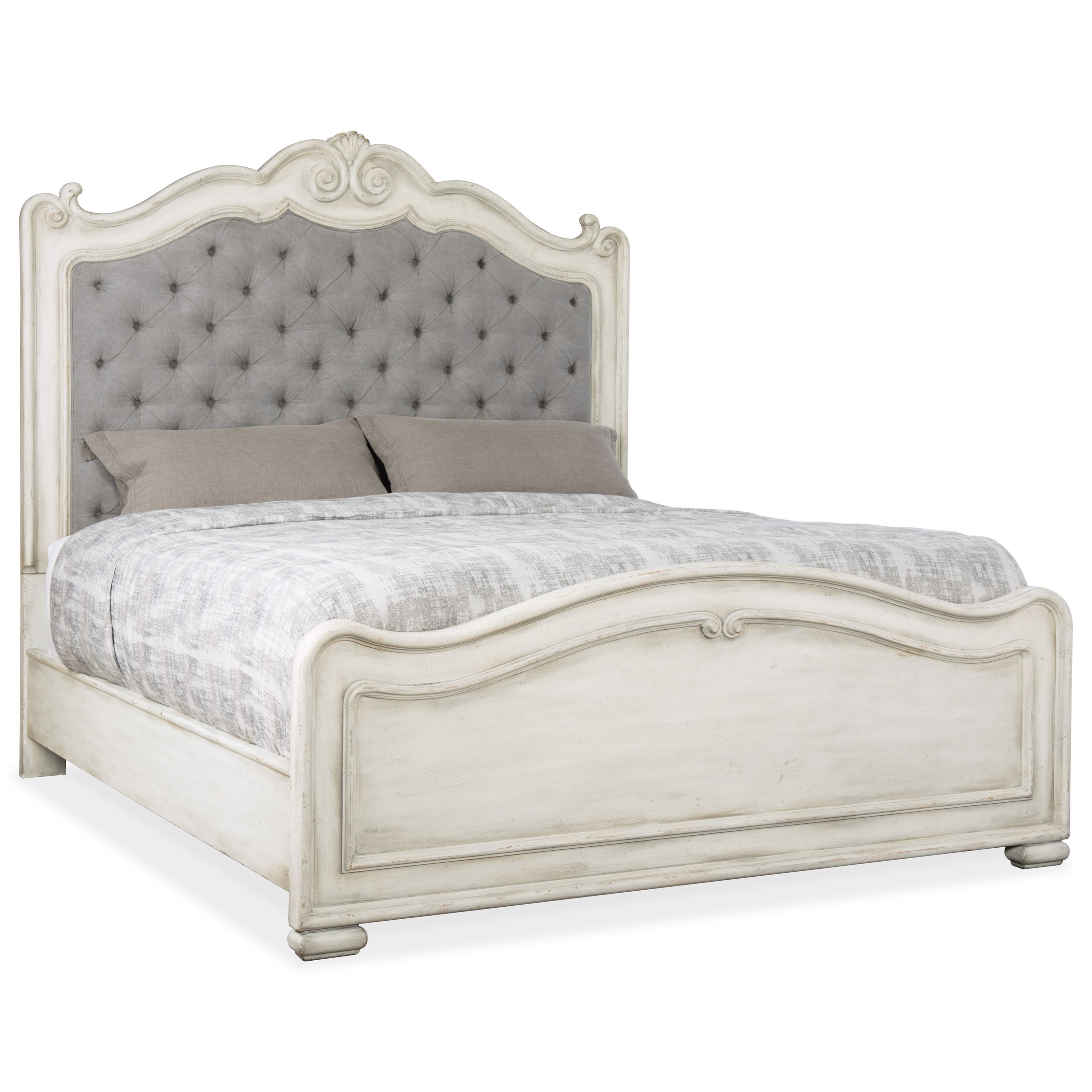 Hooker Furniture Arabella California King Upholstered Panel Bed with Tufted Headboard Reeds