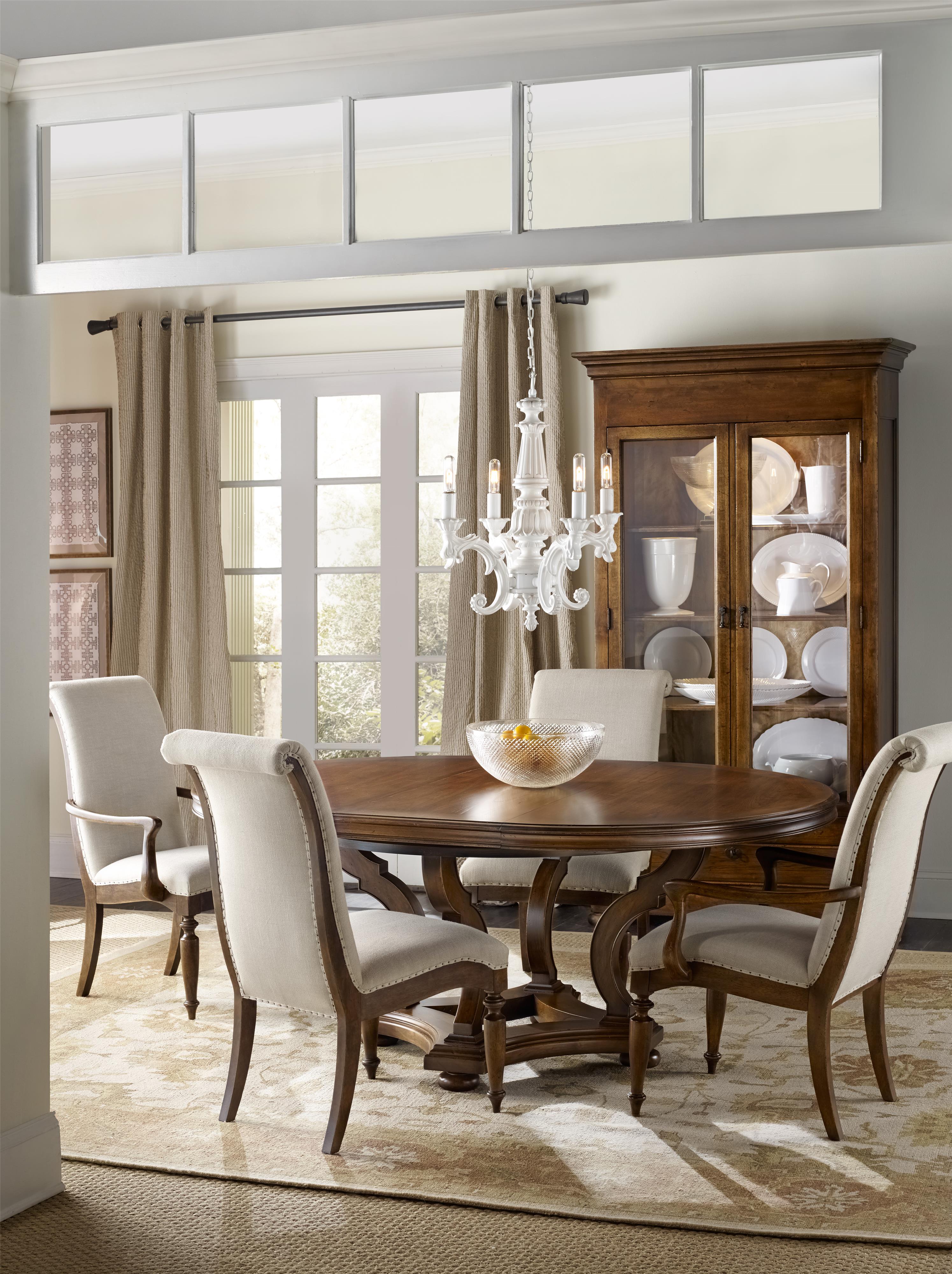 Hooker Furniture Archivist 5 Piece Dining Set with Round Pedestal Table