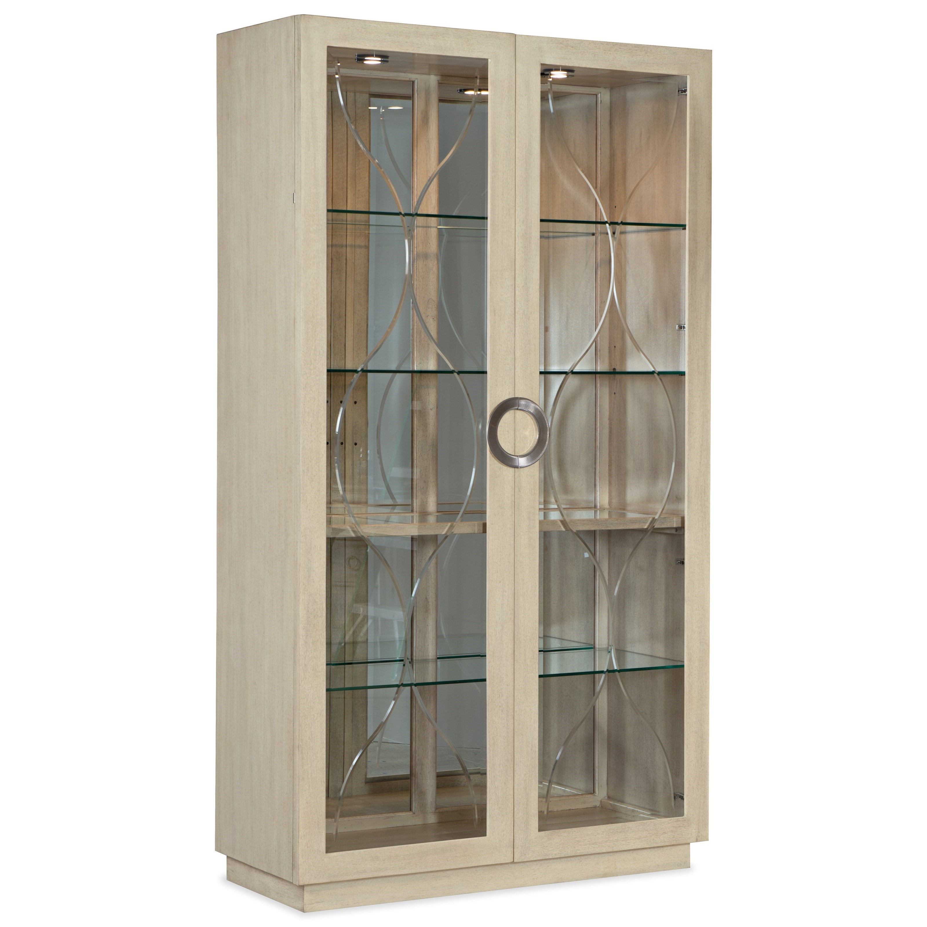 Hooker Furniture Newport Transitional Display Cabinet With Mirrored Back Zak S Home China Cabinets