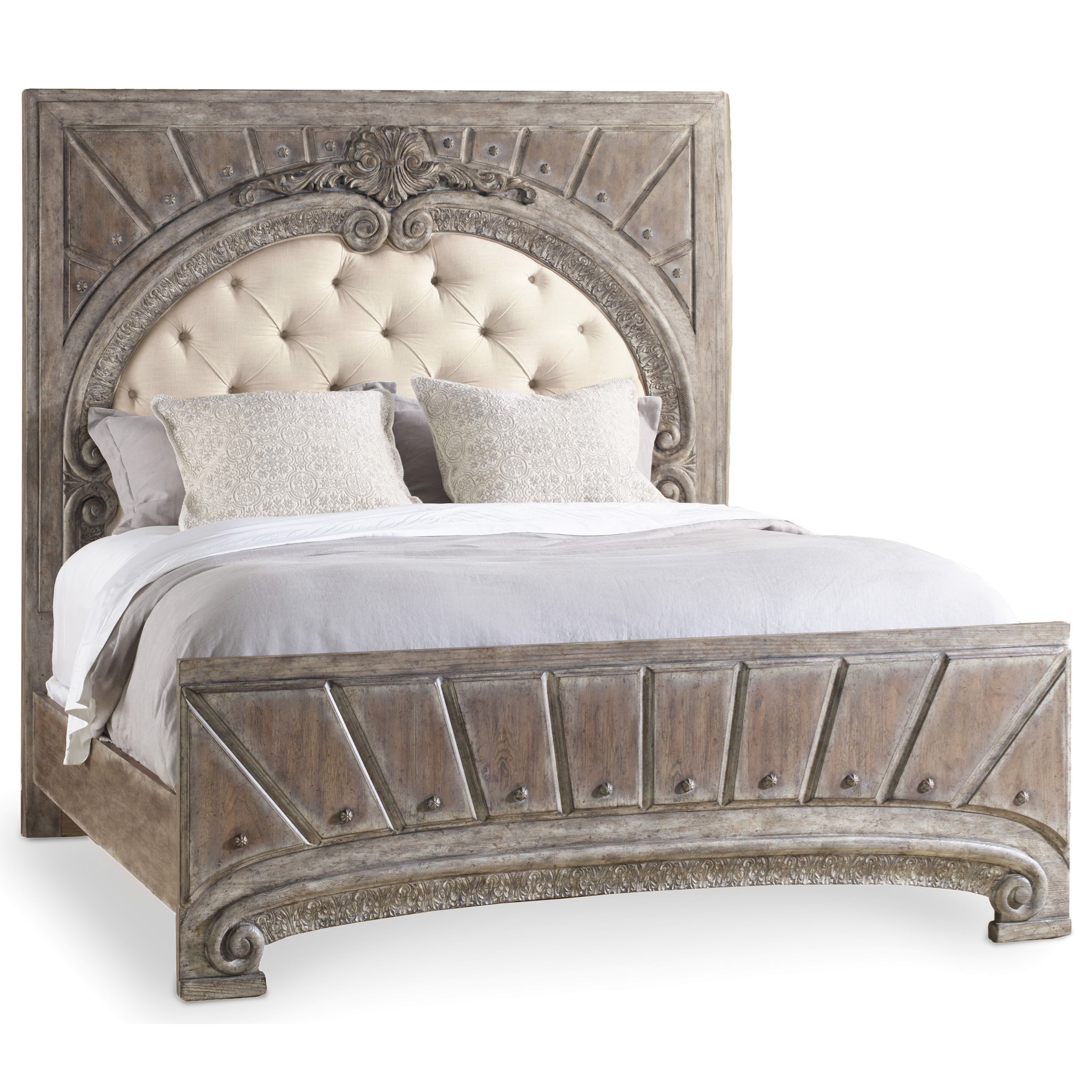 True Furniture - Hooker Furniture True Vintage King Upholstered Panel Bed Stoney true furniture - hooker furniture true vintage king upholstered panel bed stoney