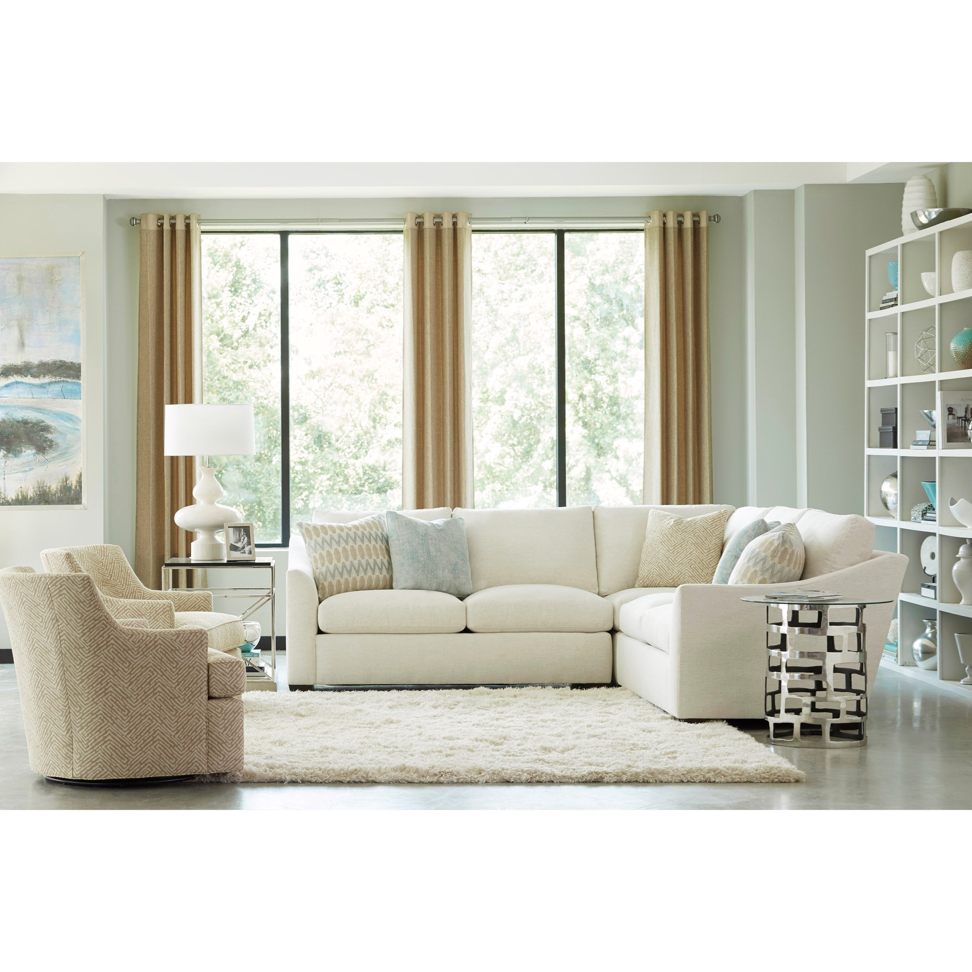 Huntington House Plush Two Piece LShape Sectional Sofa with Flare Arms