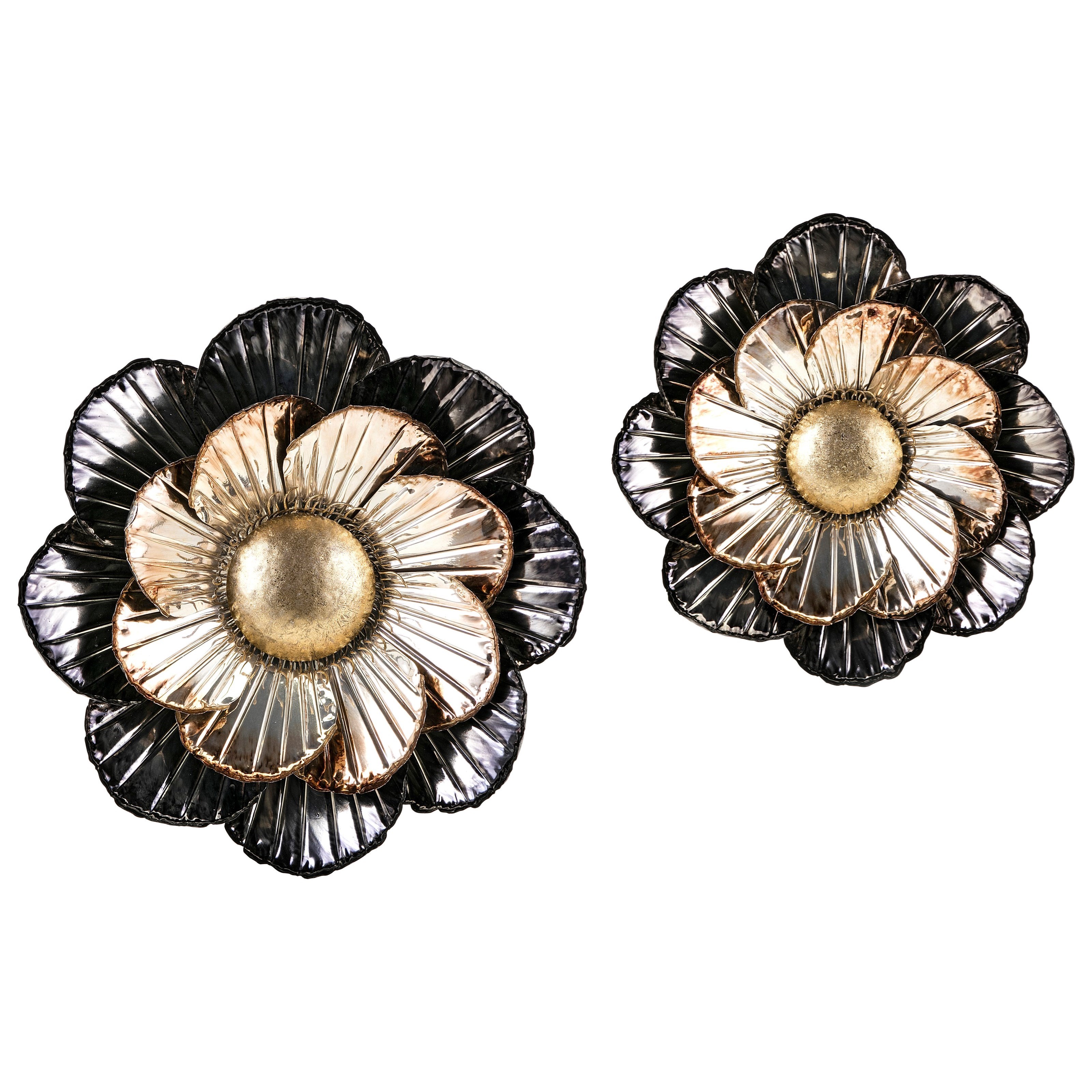 Imax Worldwide Home Wall Art 64449 2 Lexlin Metal Wall Flowers Set Of 2 Corner Furniture Prints Paintings