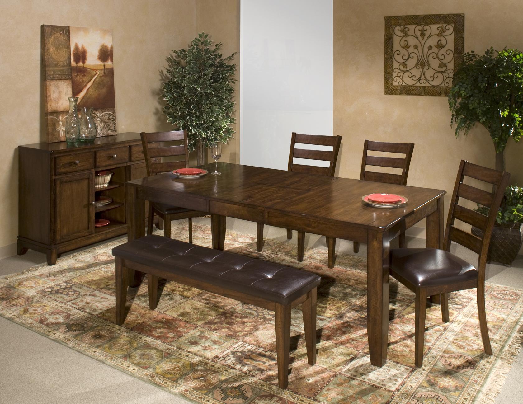 Intercon Kona 6 Piece Mango Wood Dining Room Set | Darvin Furniture | Table & Chair Set with Bench