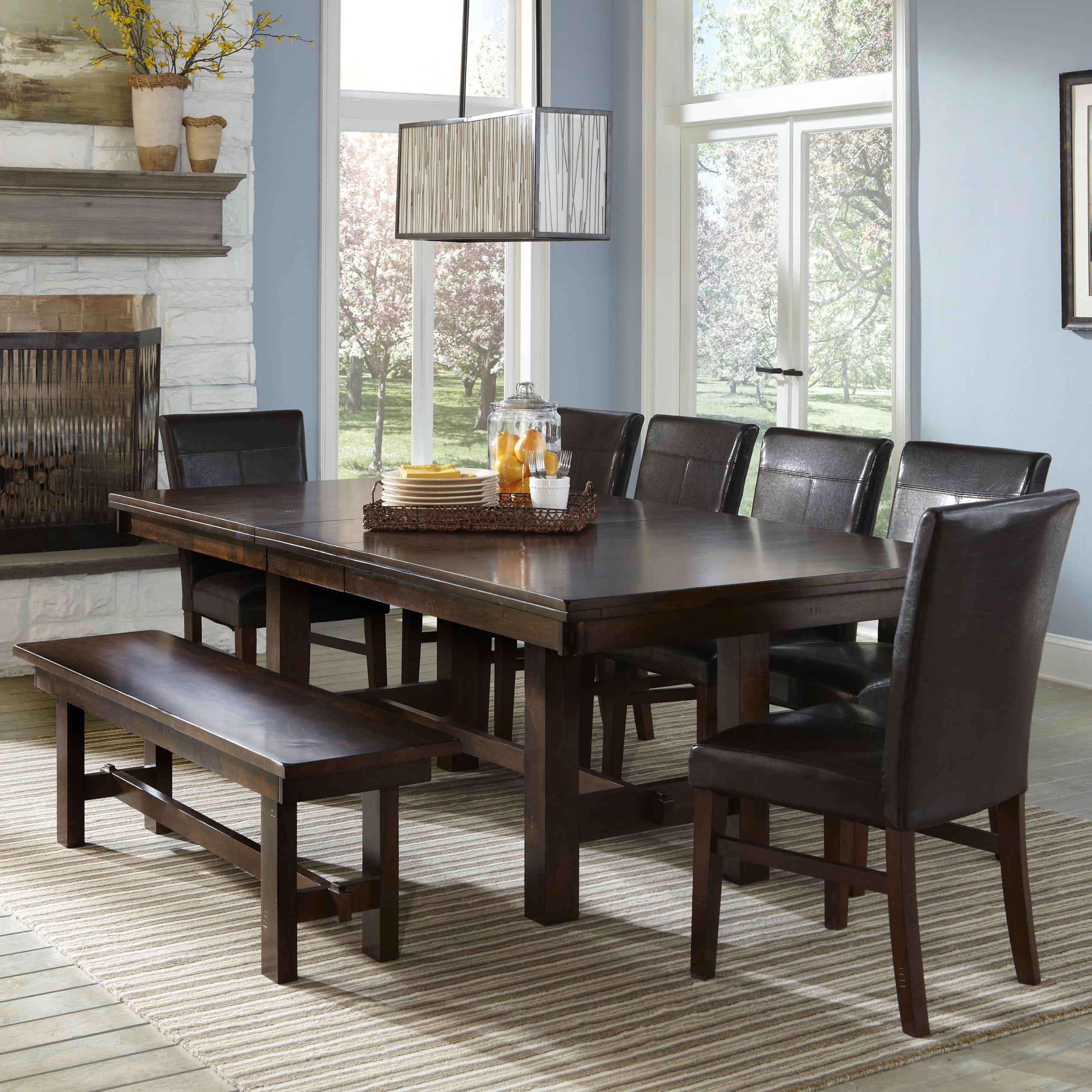 Intercon Kona Dining Set with Parsons Chairs and Backless Bench