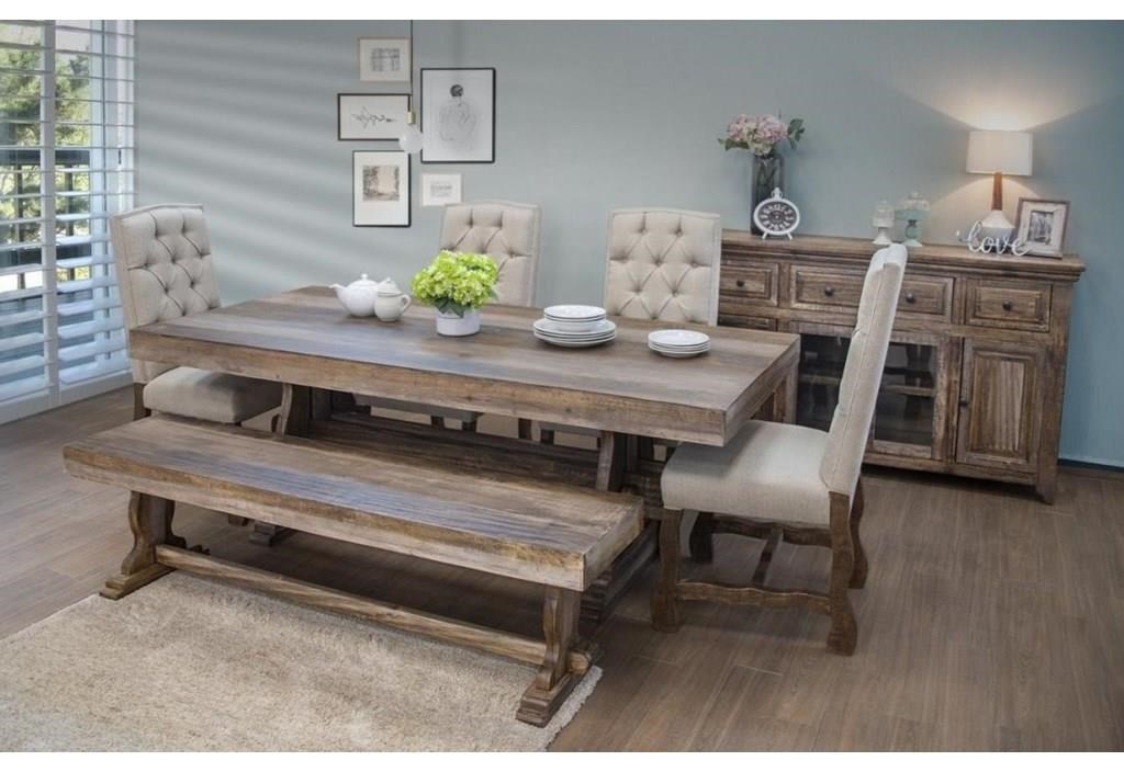 International Furniture Direct Marquez Ifd435 1ctb 6x1bst24 7 Piece Rectangular Counter Height Dining Table And 6 Upholstered Barstools Set Sam Levitz Outlet Dining 7 Or More Piece Sets