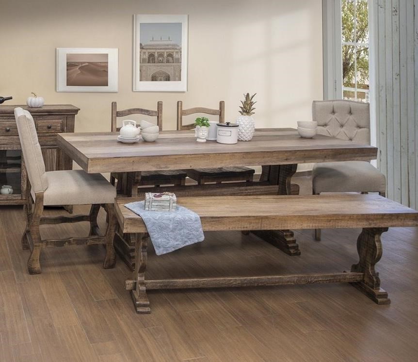 International Furniture Direct Marquez Counter Height 6 Piece Dining Set With Bench Furniture Barn Table Chair Set With Bench
