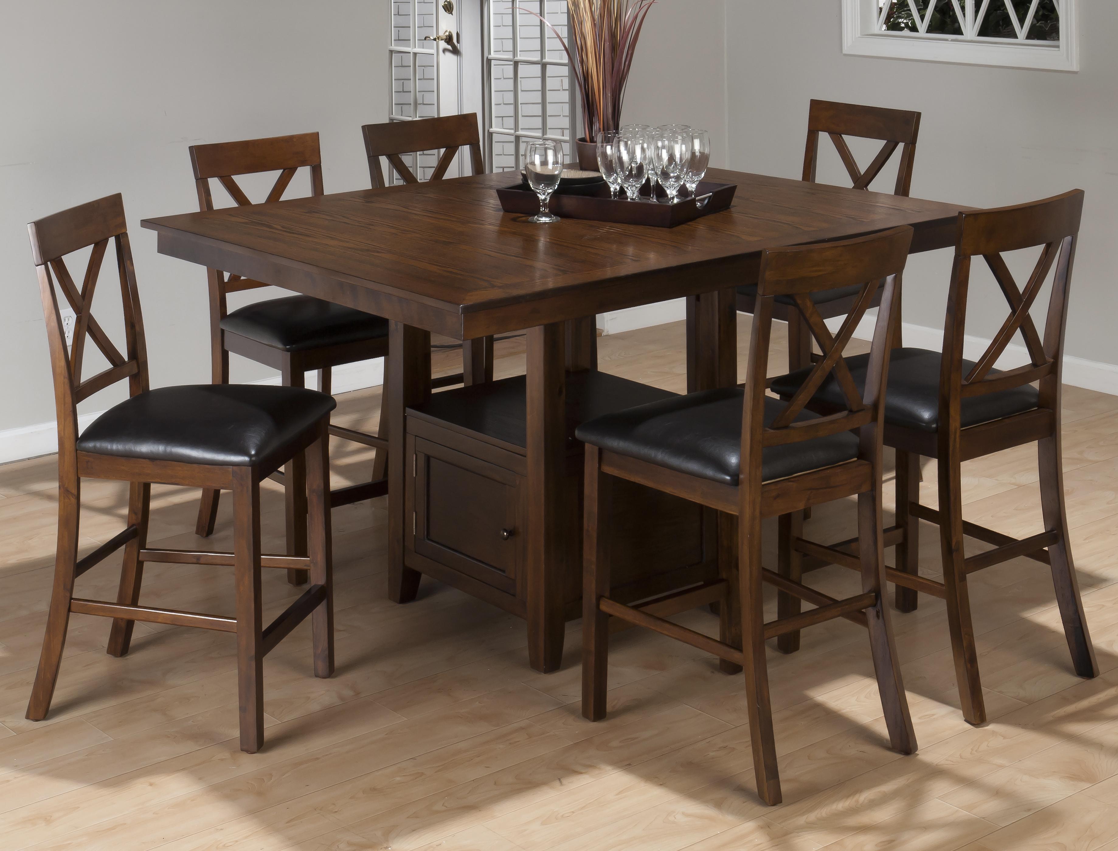 Jofran Olsen Oak 7 Piece Casual Counter Height Pedestal Table X 7 Piece Counter Height Dining Set