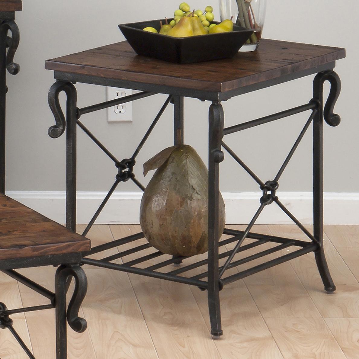 Jofran Rutledge Pine Rectangular End Table With Metal Slat Shelf Westrich Furniture Appliances End Table