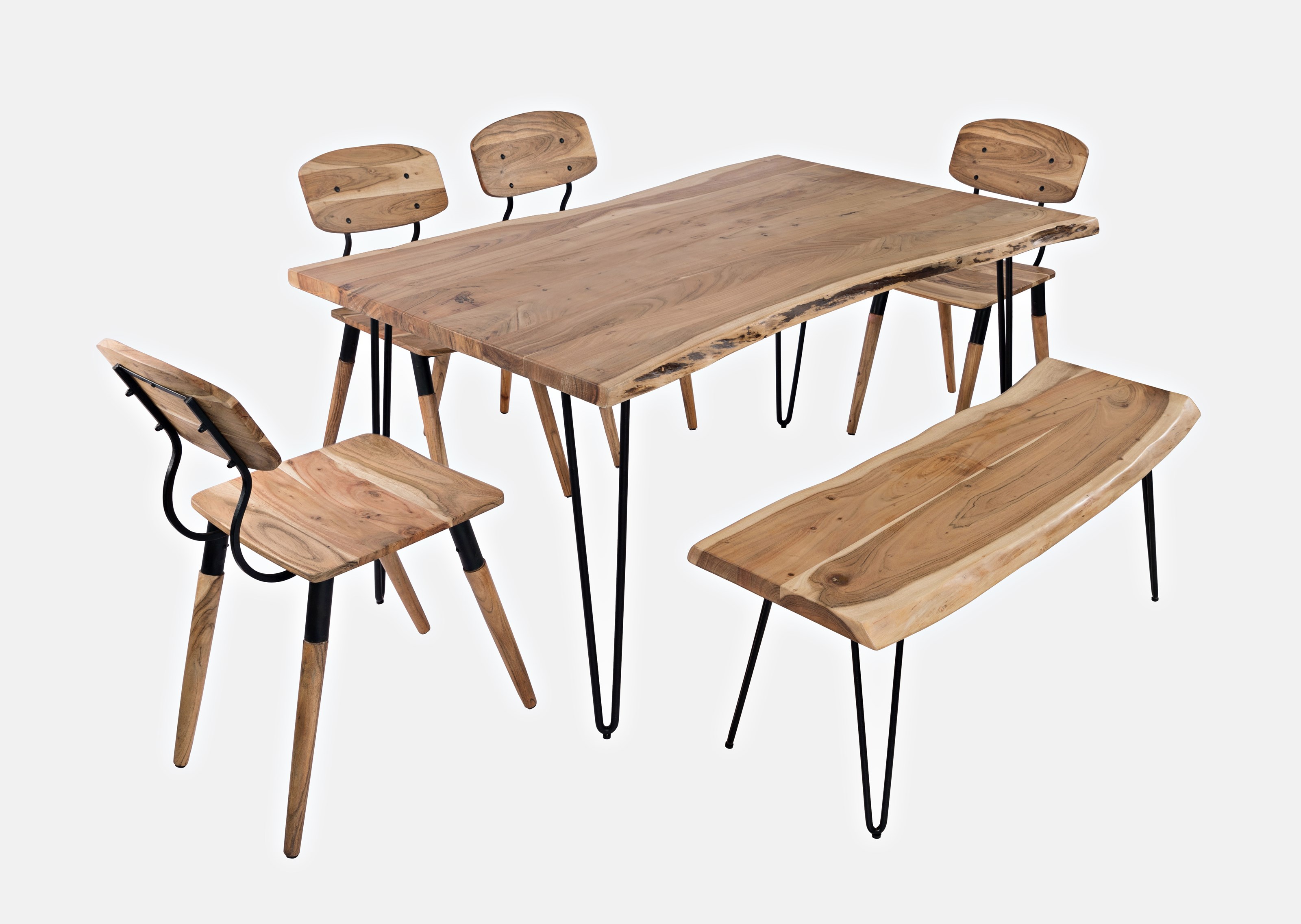 Belfort Essentials Live Edge 60 Dining Table With 4 Chairs And Bench Belfort Furniture Table Chair Set With Bench