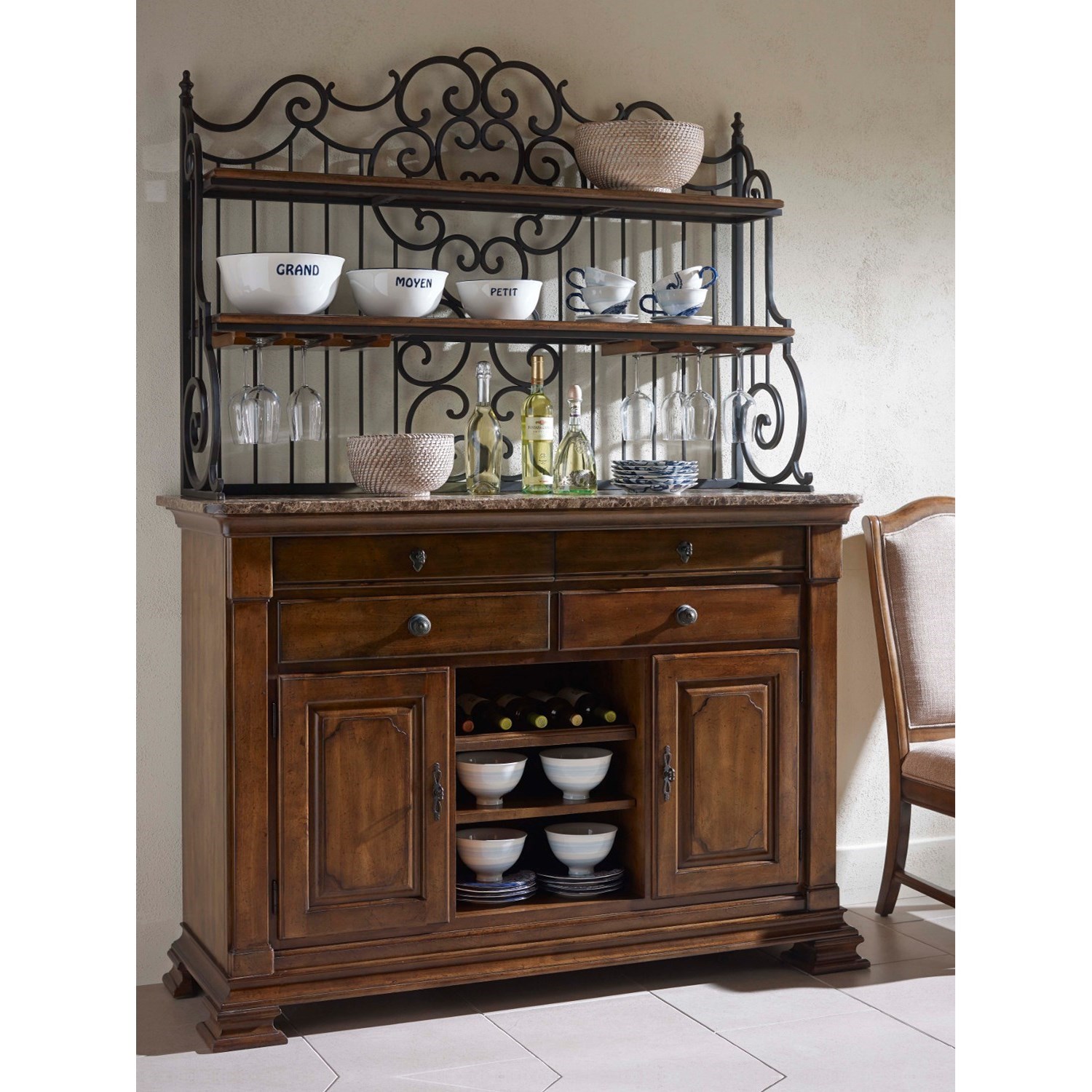 Kincaid Furniture Portolone Solid Wood Sideboard with Marble Top and