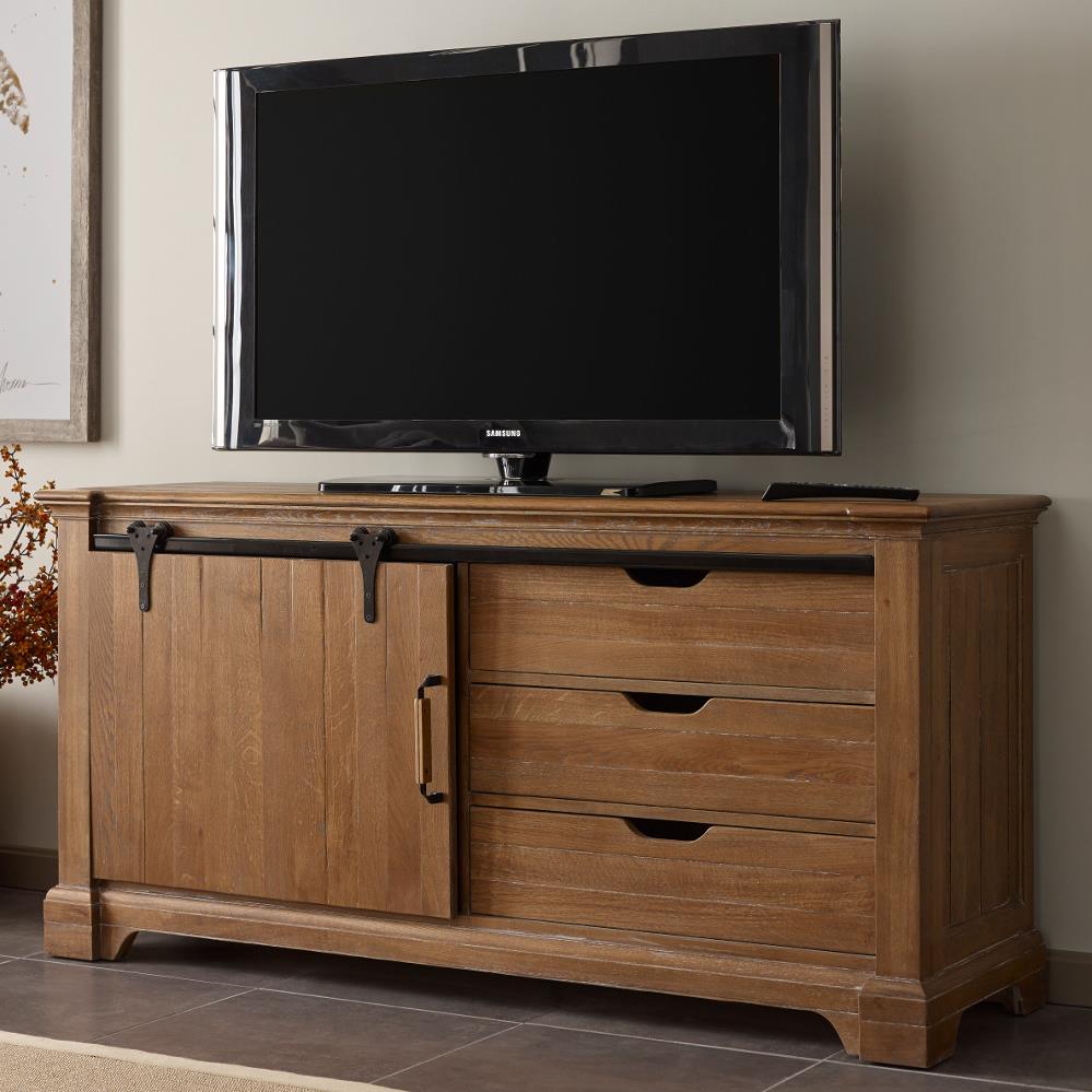 Kincaid Furniture Stone Ridge 72 035 Transitional Rustic Sliding Sliding Door Entertainment Console
