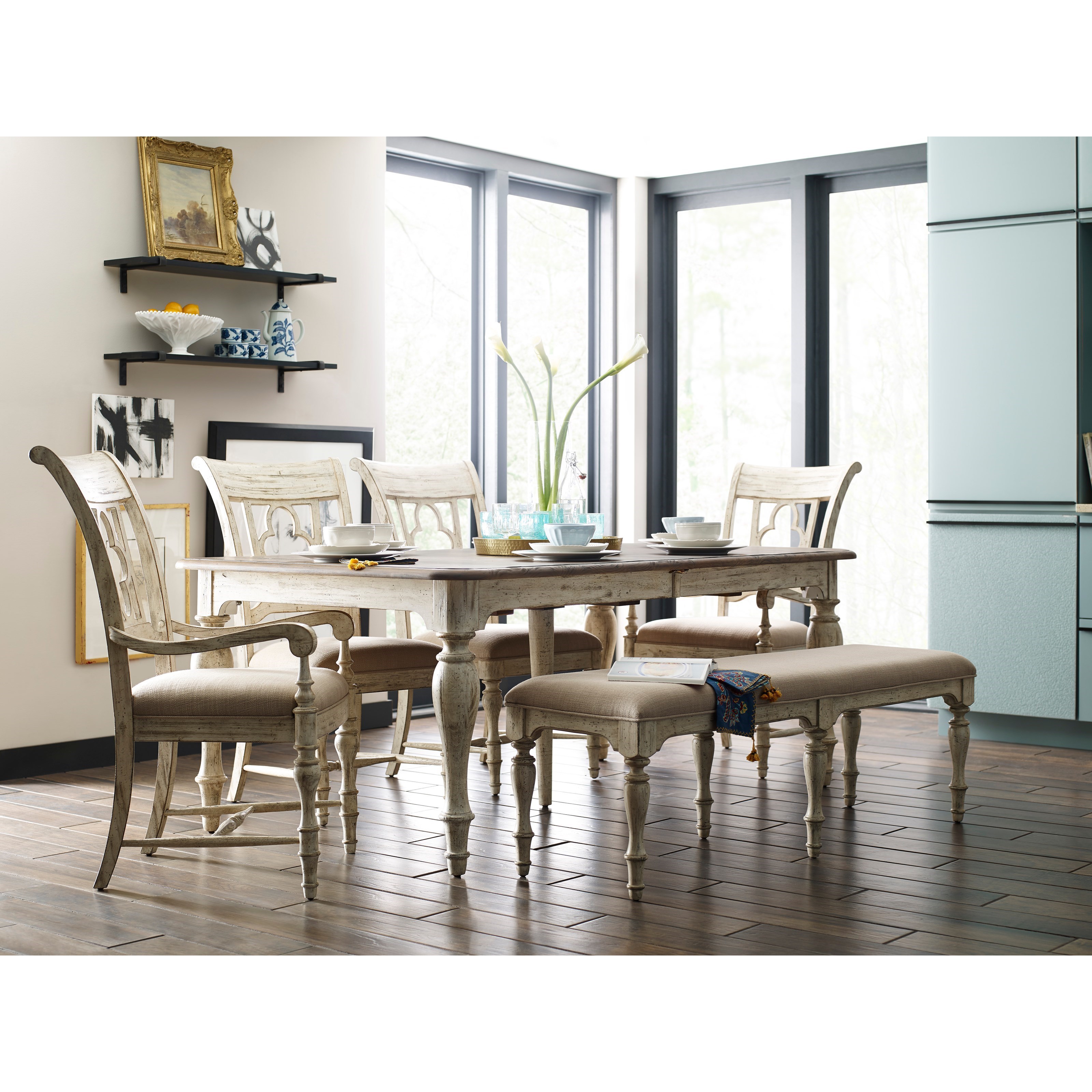 Kincaid Furniture Weatherford 75 054 061 062 068 Cottage Table Chair Set With Bench Hudson S Furniture Table Chair Set With Bench
