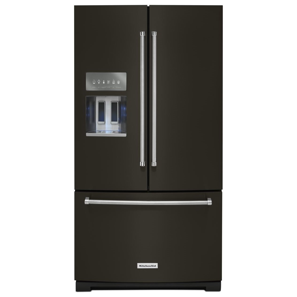 Kitchenaid Krff507hbs 26 8 Cu Ft 36 Width Standard Depth French Door Refrigerator With Exterior Ice And Water And Printshield Finish Furniture And Appliancemart Refrigerator French Door
