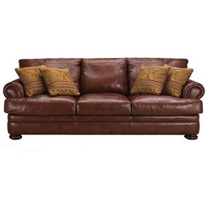 Klaussner Montezuma Casual Style Leather Sofa With Bun Feet Casual Style Leather Sofa With Bun Feet