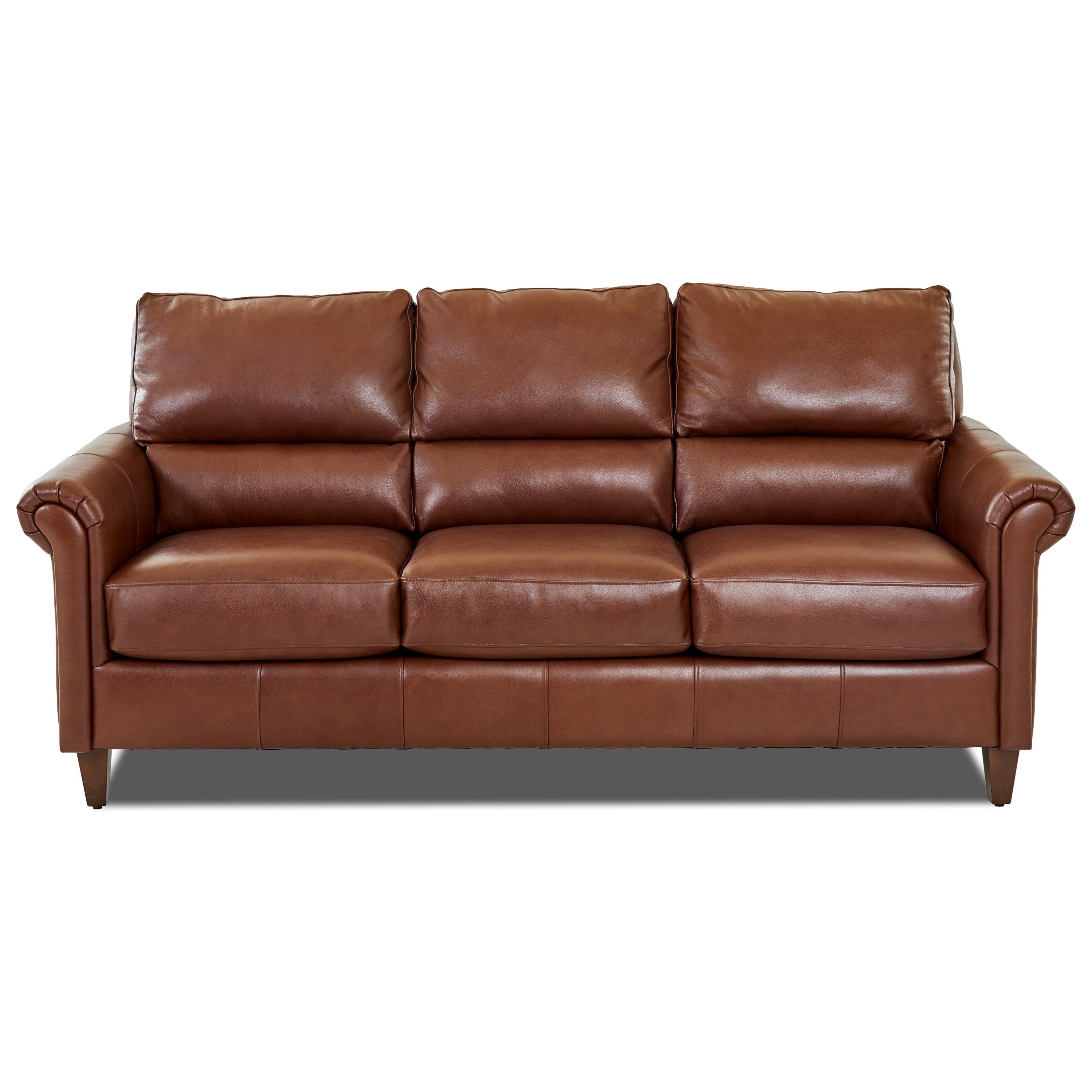 Klaussner Adeline Lt69300 S Transitional Leather Sofa With Pub Leather Sofa