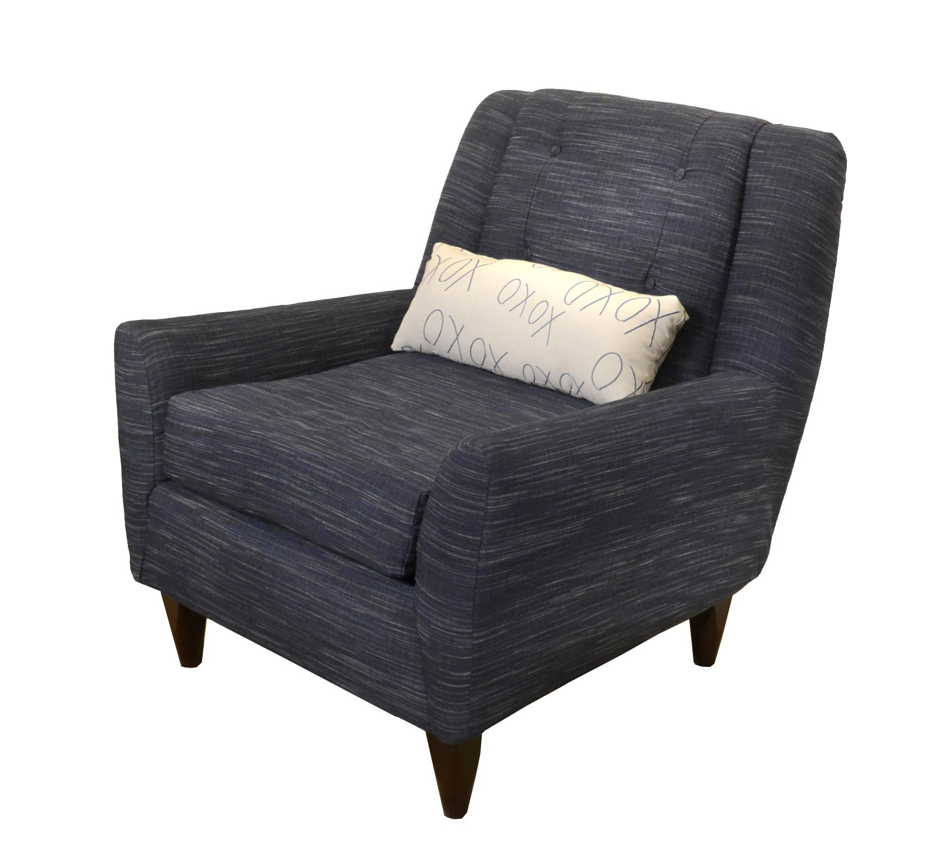 Klaussner Carly Contempoary Chair with Track Arms and Exposed Wood