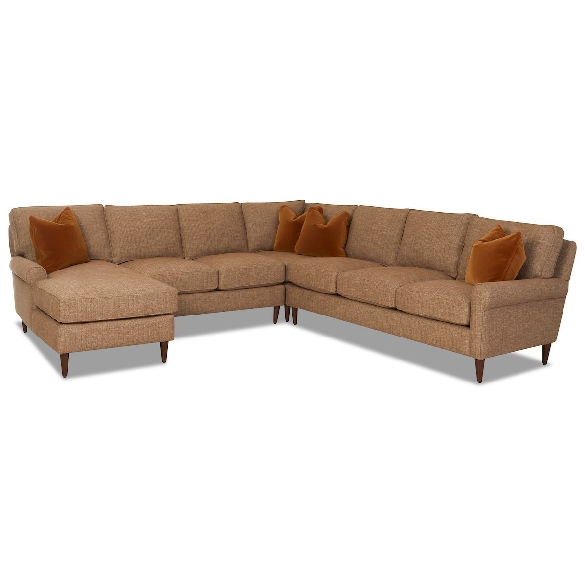 Klaussner Chelsea 6 Seat Sectional Sofa With Laf Chaise Lounge