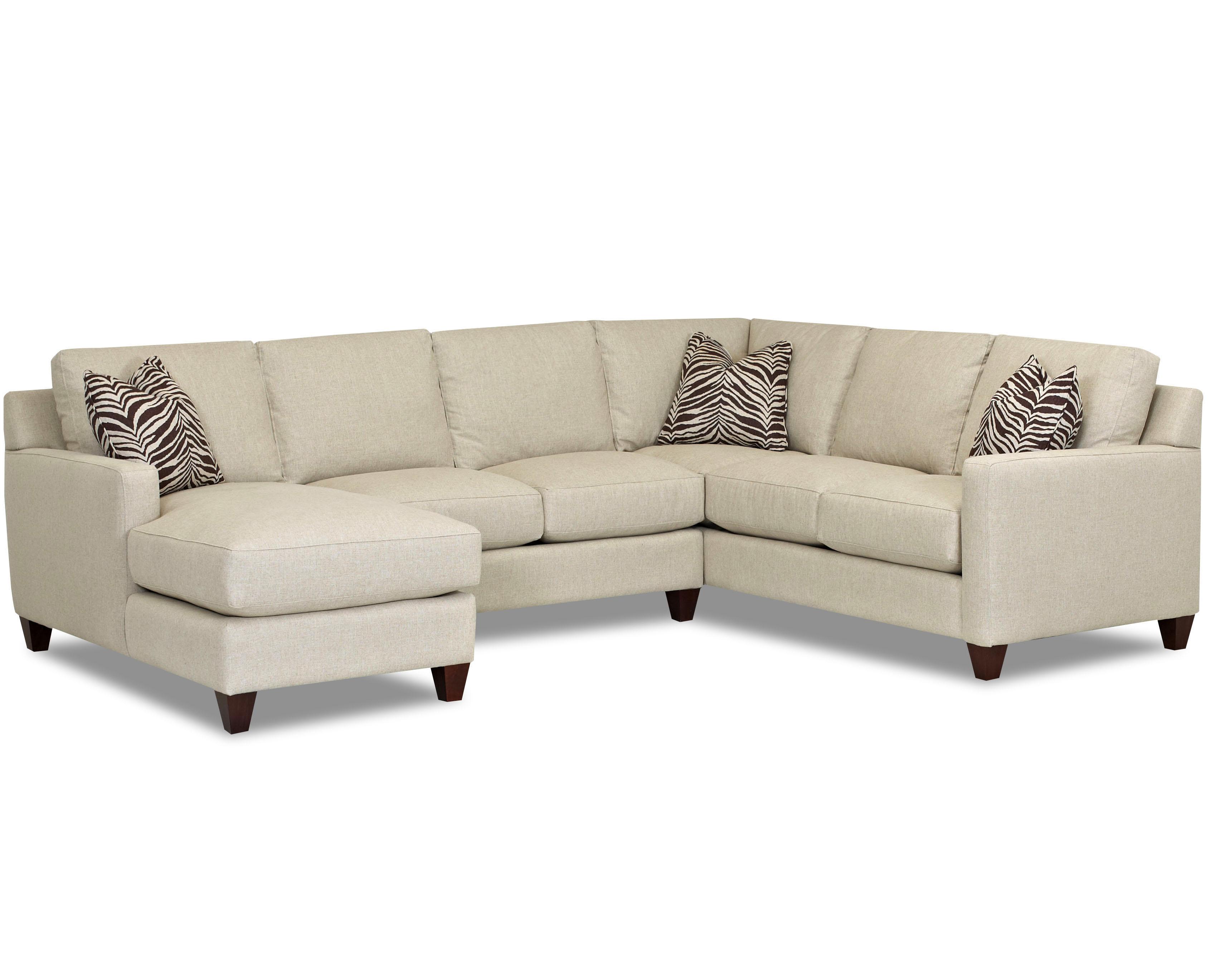 Klaussner Fuller Contemporary Stationary Sectional With Track Arms Stationary Sectional