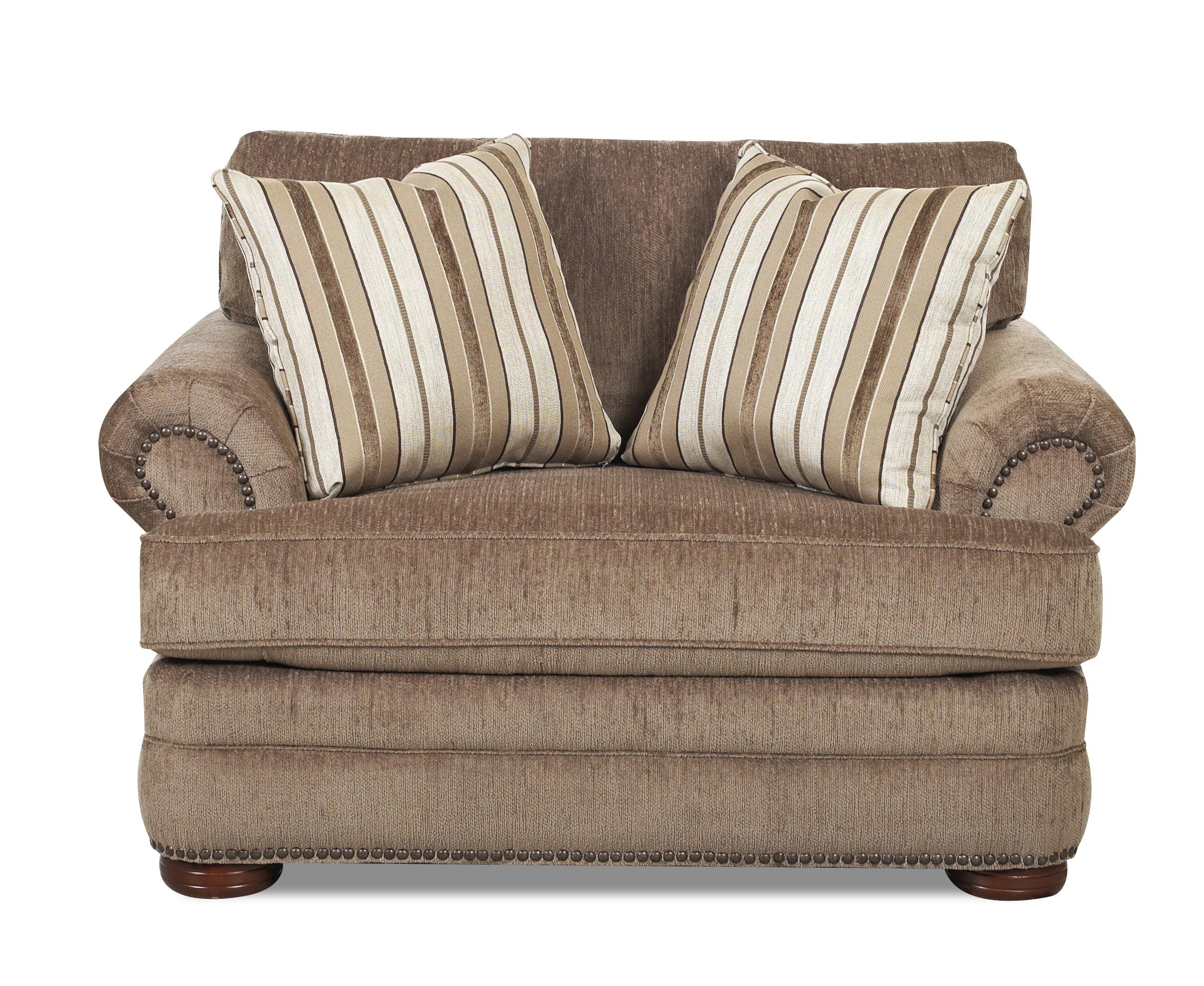 Klaussner Tolbert Traditional Chair with Rolled Arms and Bun Feet