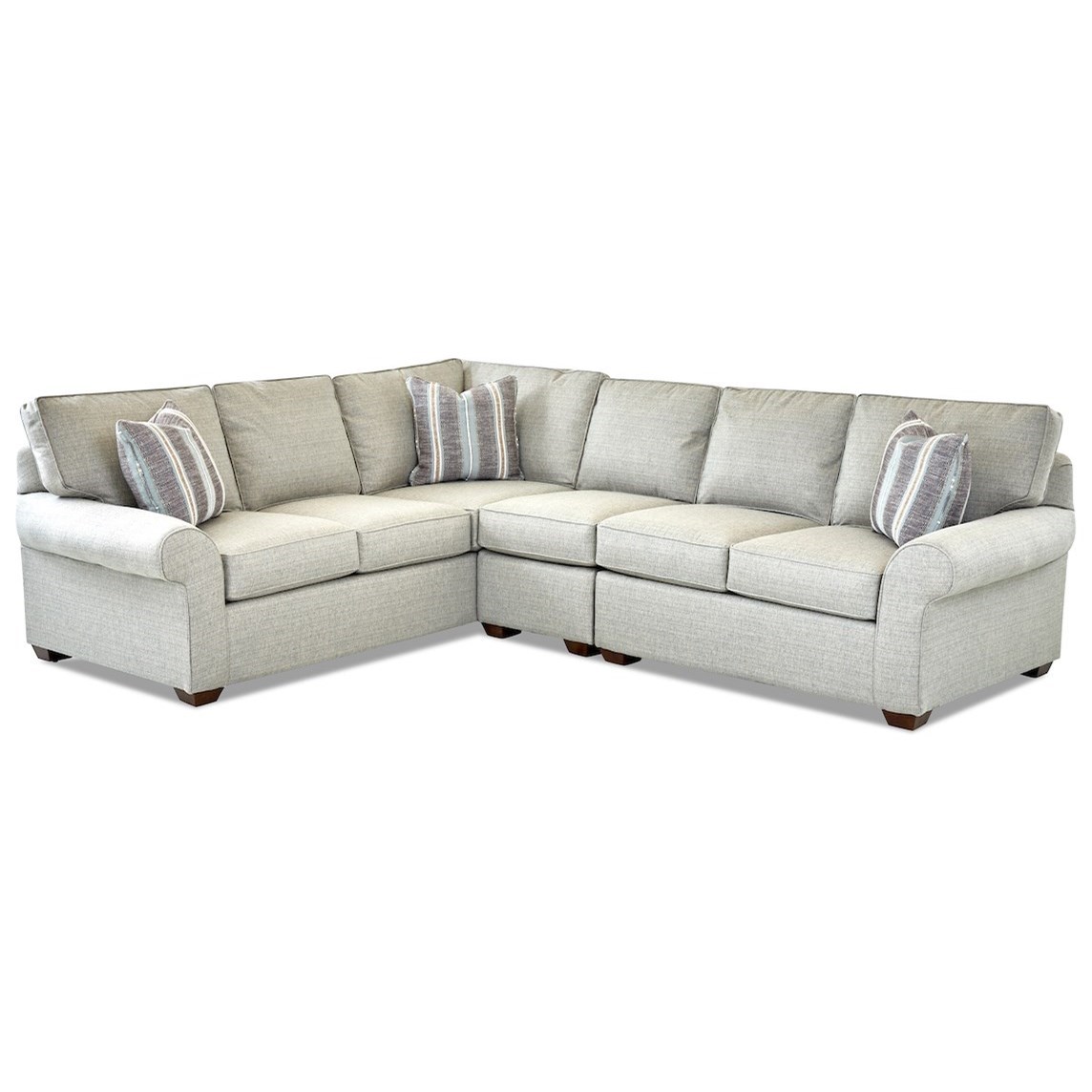 Klaussner Troupe Casual 3 Piece Sectional Sofa With Raf Loveseat H L Stephens Sectional Sofas