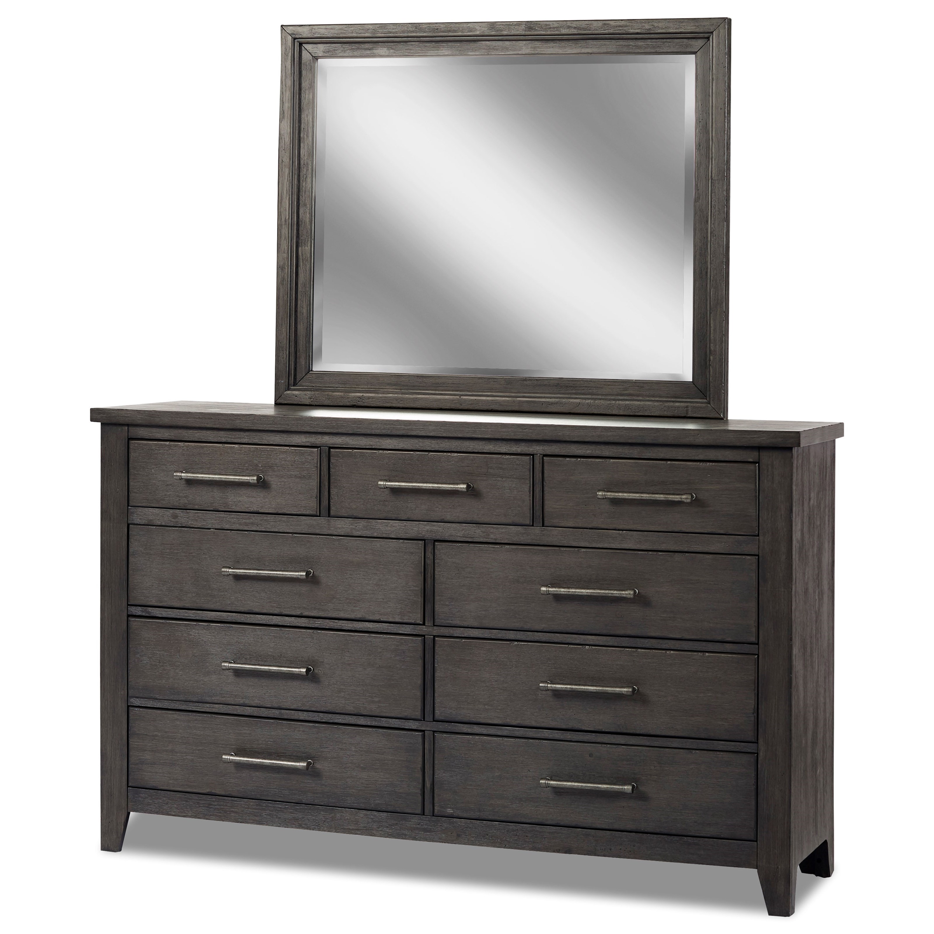 Belfort Basics Burbank Industrial 6 Drawer Dresser And Mirror Set