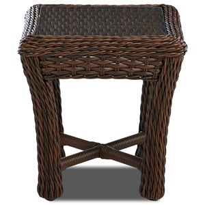 Klaussner Outdoor Hudson S Furniture Tampa St Petersburg Outdoor Square Wicker End Table With Clear Tempered Gl Top