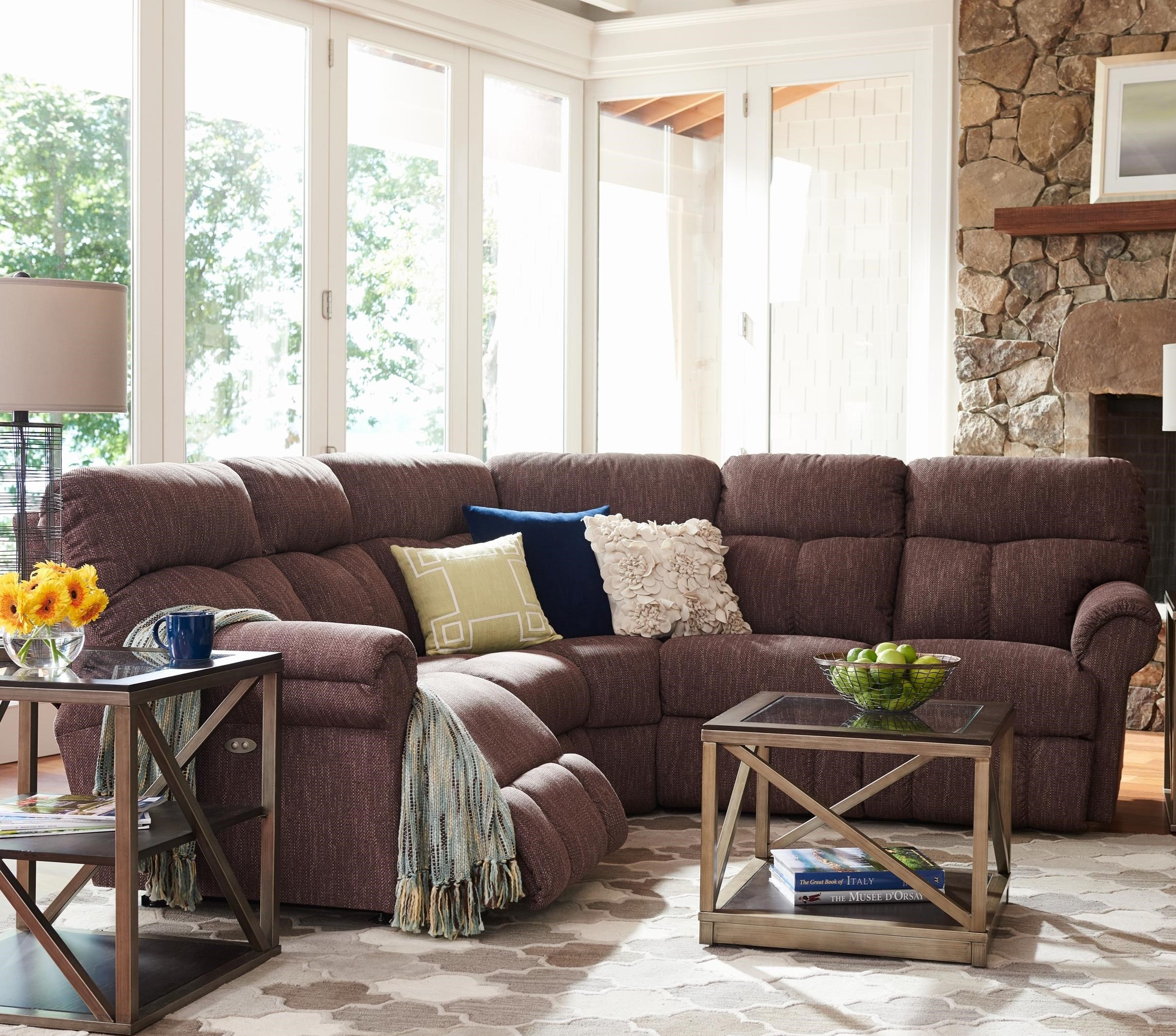 LaZBoy Sheldon Casual Three Piece Power Reclining Sectional Sofa