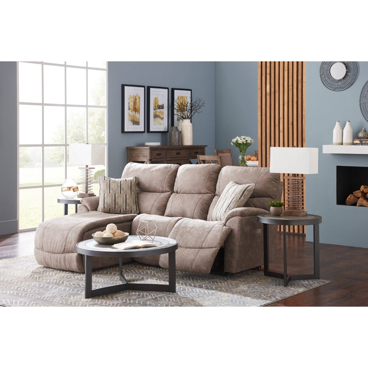 LaZBoy Trouper Two Piece Reclining Sectional Sofa with RightSitting