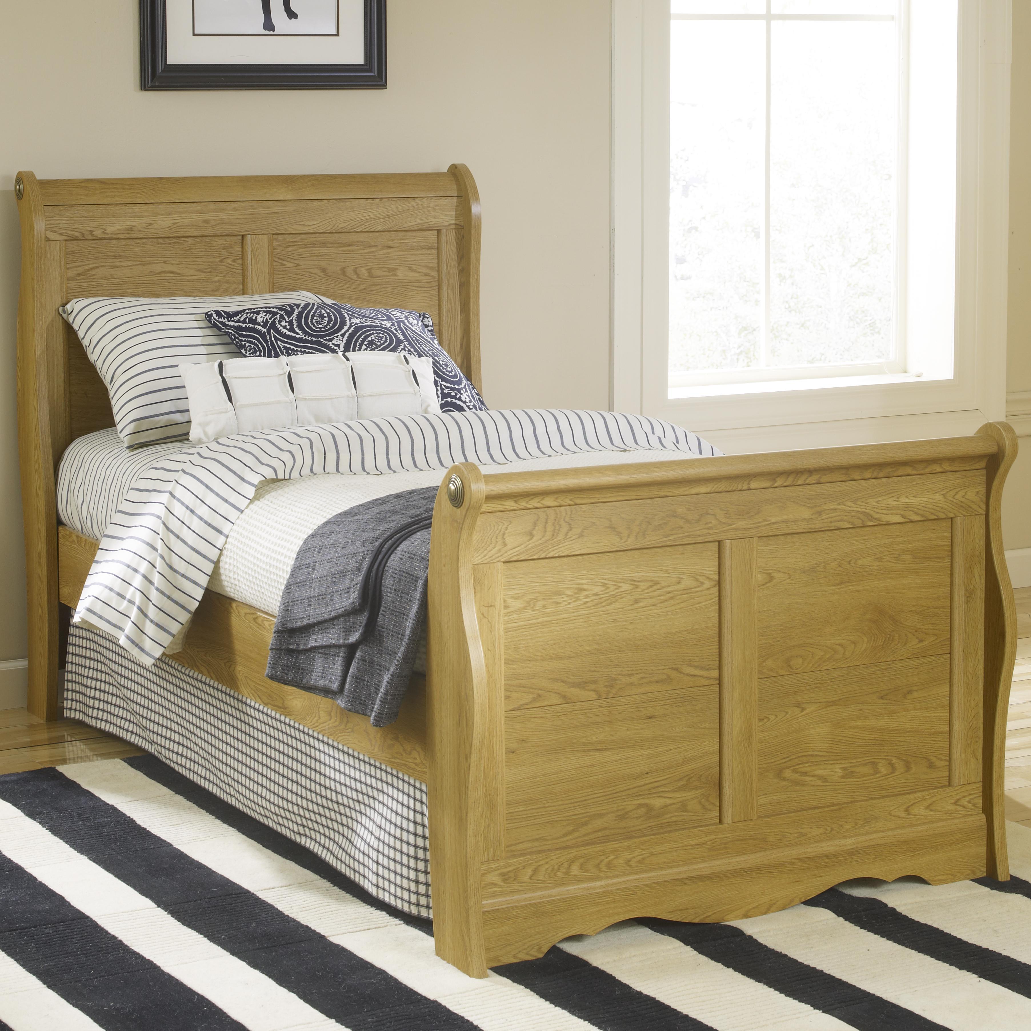 Lang Oak Creek Full Junior Sleigh Bed With Curved Sideposts Ahfa Bed Shown May Not Represent Size Indicated