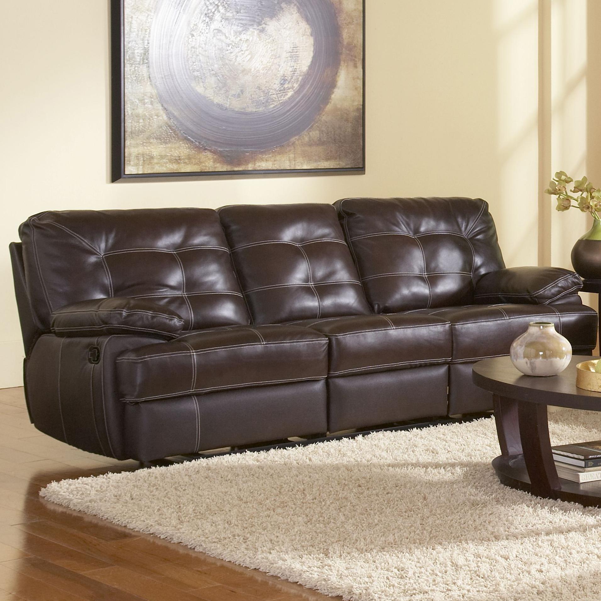 Leather Italia USA Dalton Contemporary Reclining Sofa with Contrast Stitching Moore's Home