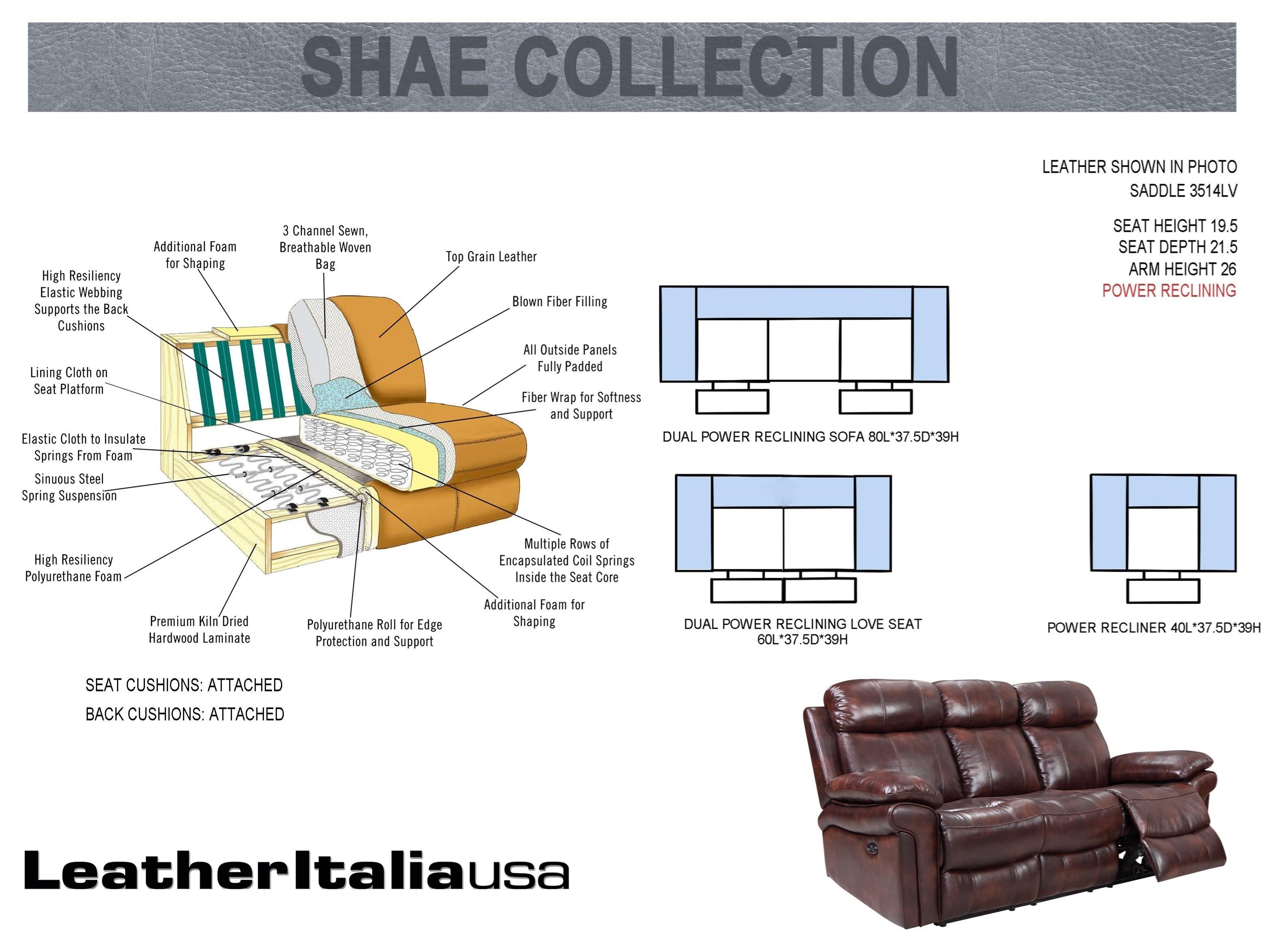 Leather Italia USA Shae - Joplin Power Reclining Sofa ...