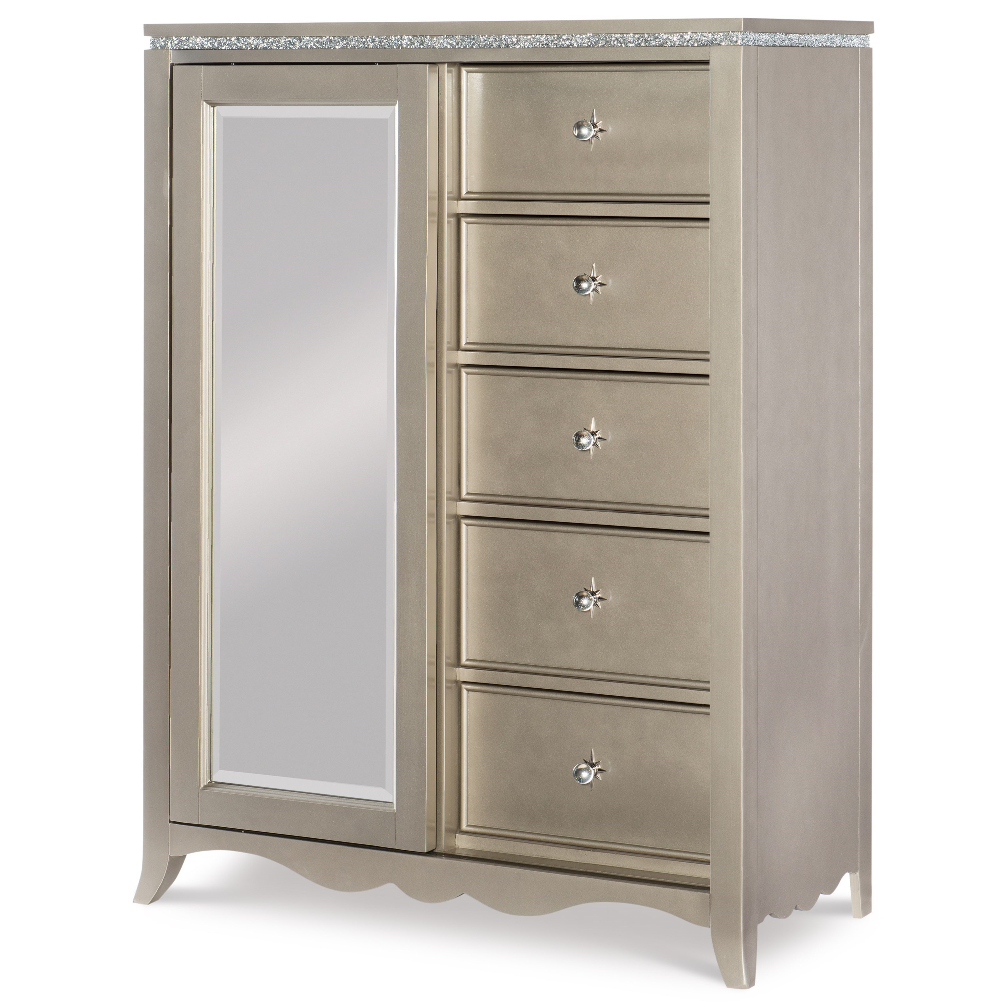 Legacy Clic Kids Glitz And Glam 5 Drawer Chest With Sliding Legacy Clic Kids Glitz And Glam 5 Drawer Chest With Sliding Mirror Door