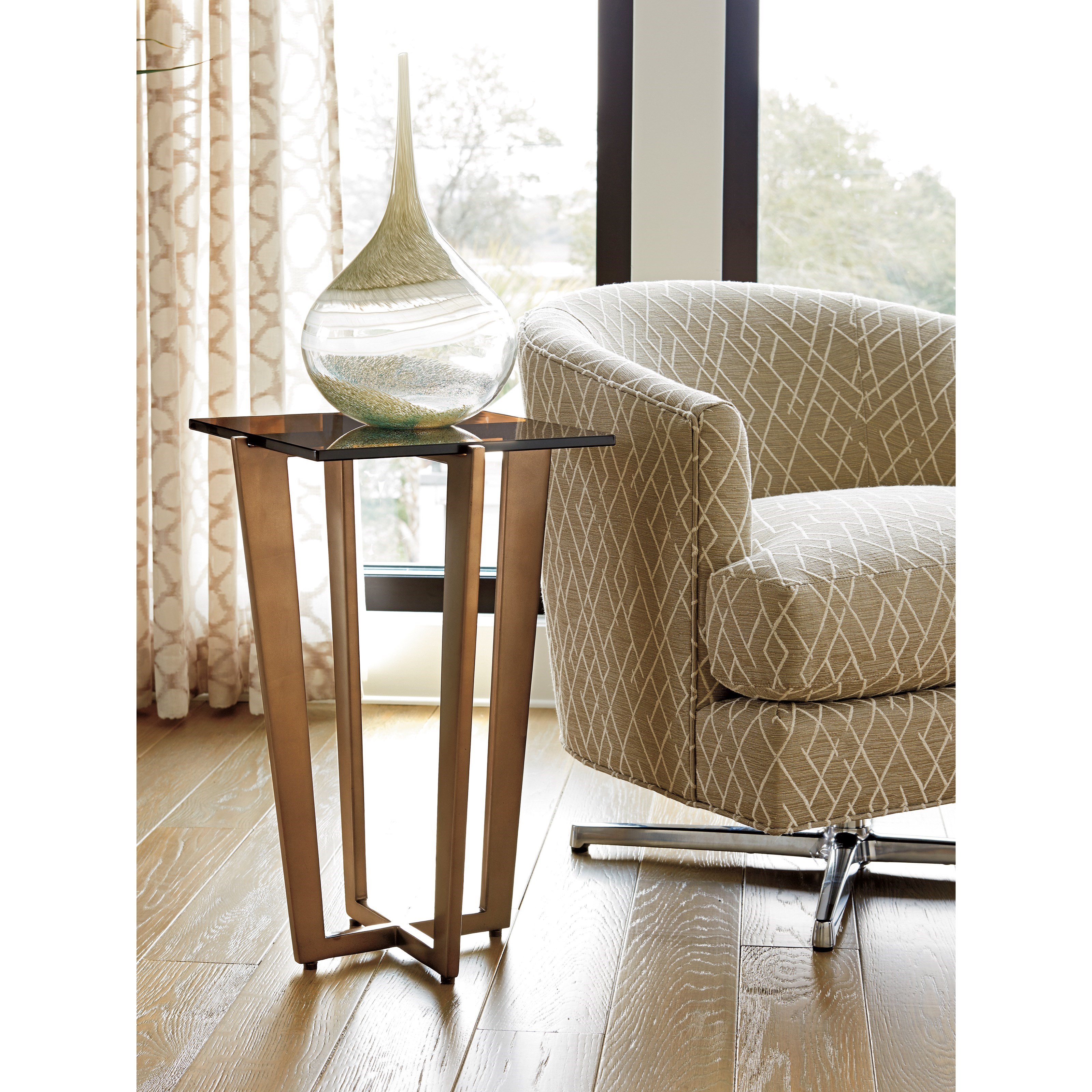 Lexington Zavala 790954C Vortex Chairside Table with AmberTinted